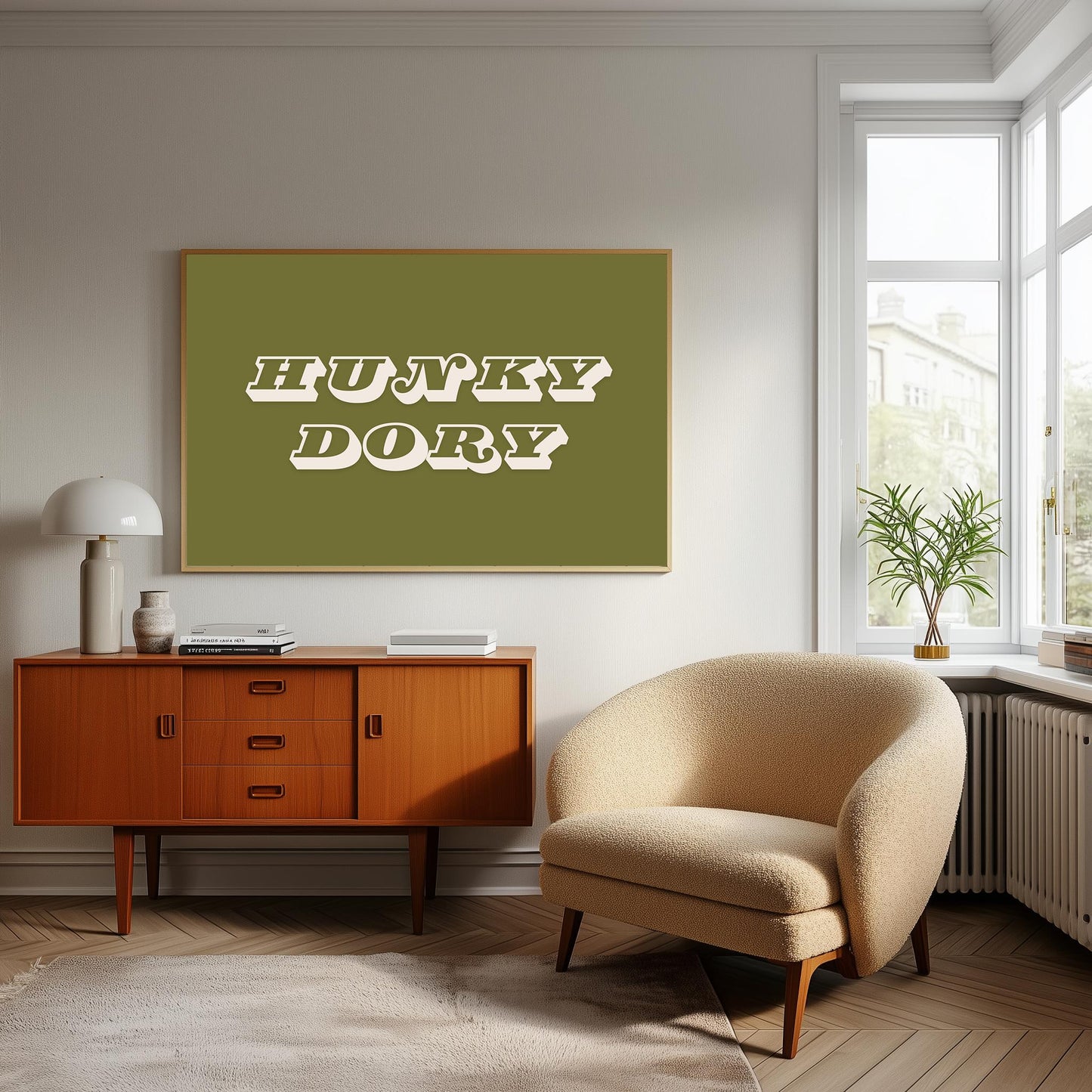 Hunky Dory Typography Print: Retro Wall Art