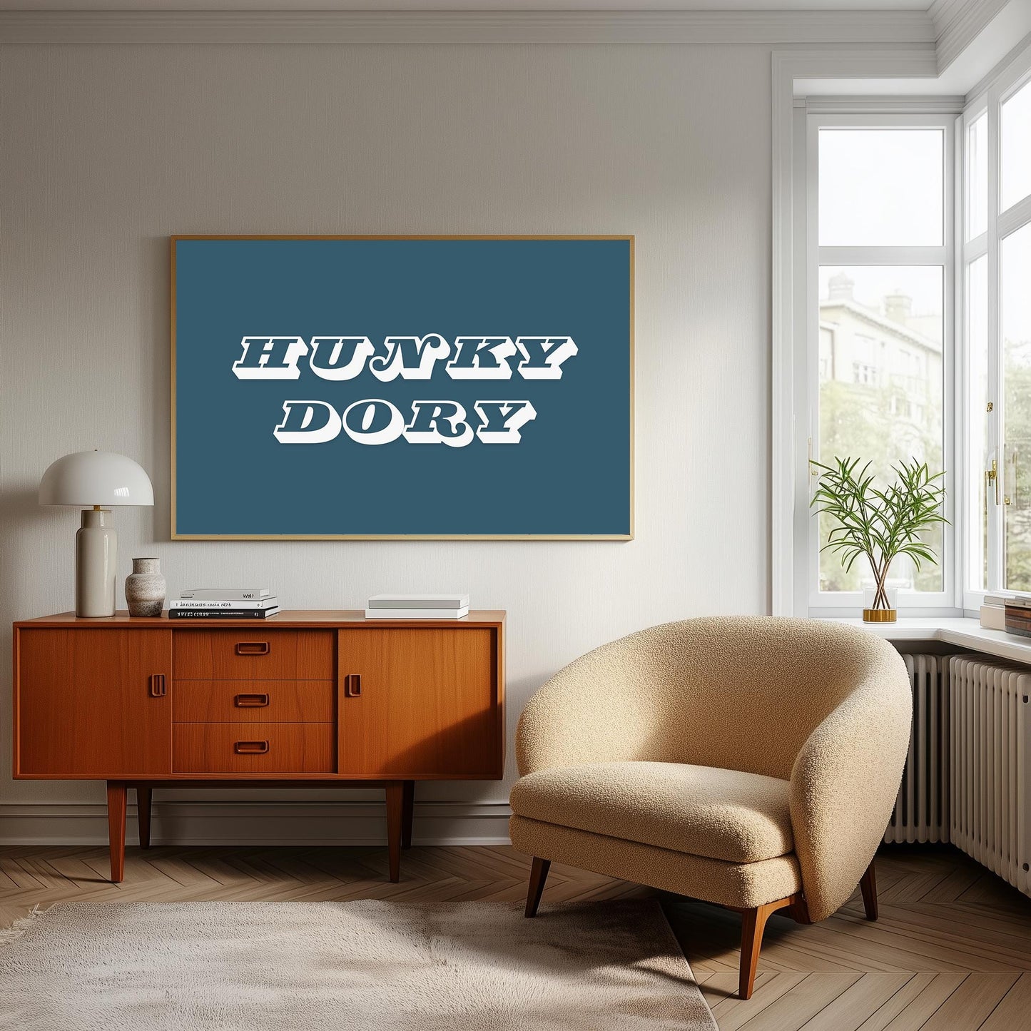 Hunky Dory Typography Wall Print: Retro Home Decor
