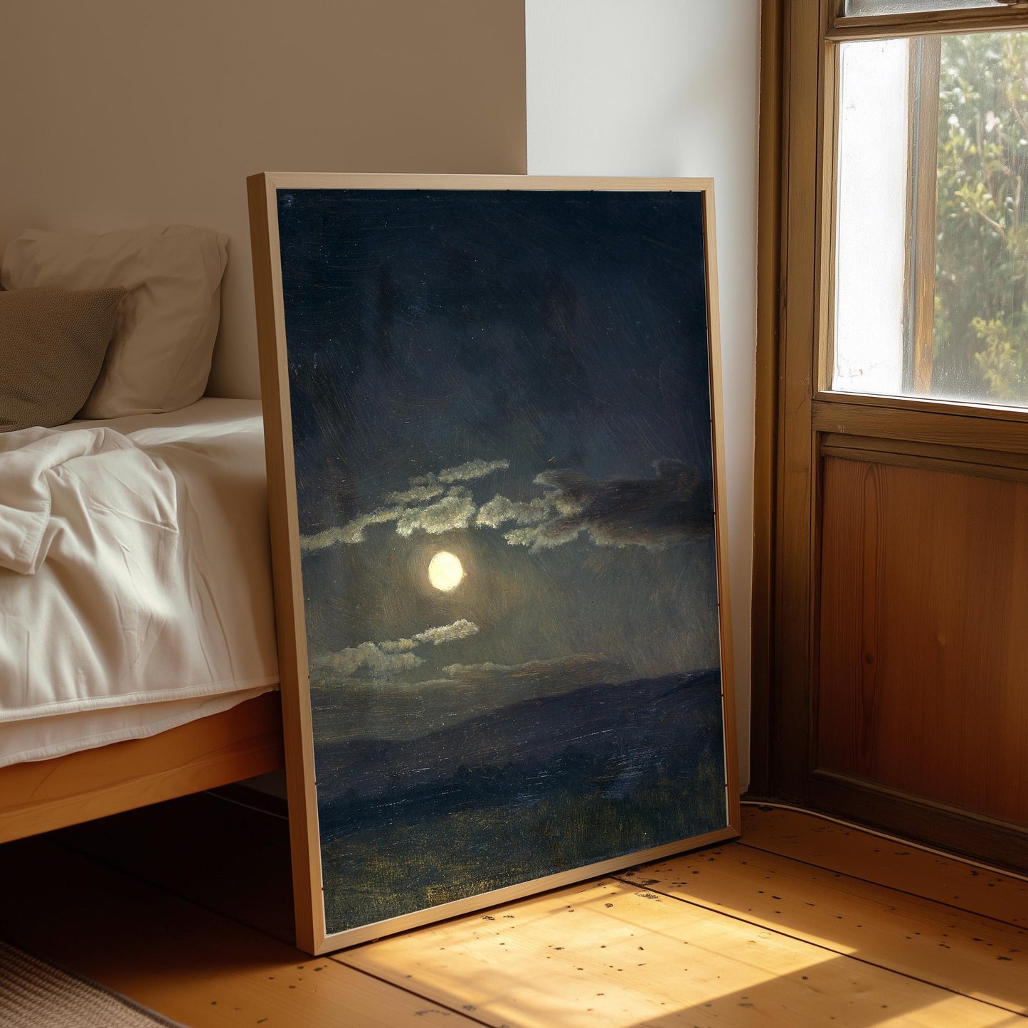 Albert Bierstadt Moonlight Print: Vintage Cloud Study, Sea Art