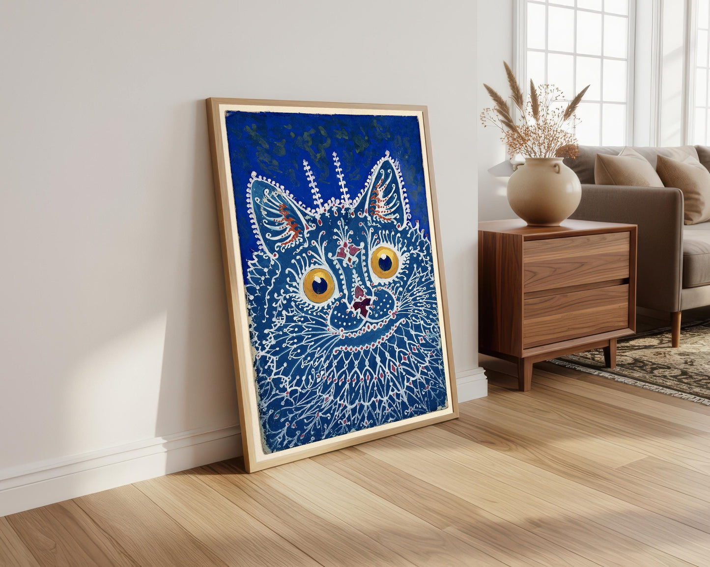 Louis Wain Cat Art Print: Vintage Gothic Feline Portrait