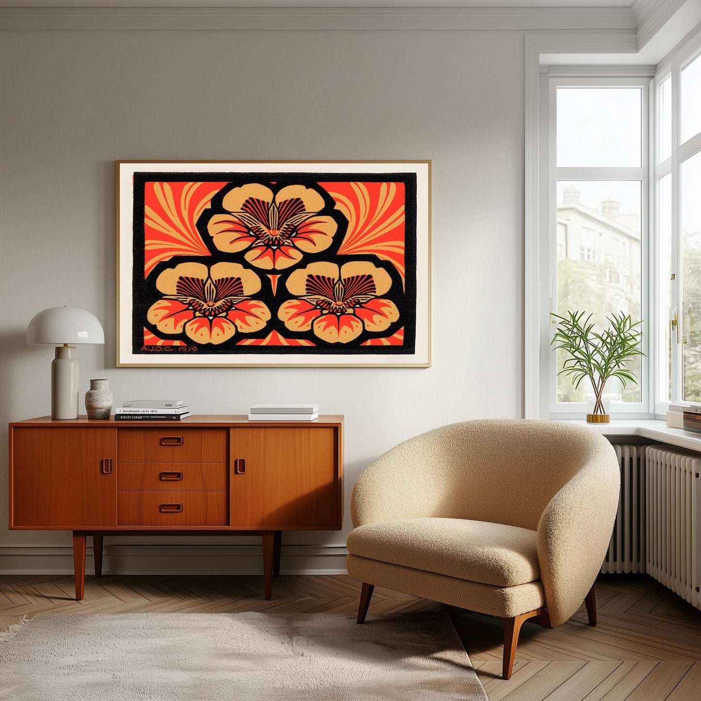 Art Nouveau Floral Print: East Indian Cherry Vintage Poster (A4/A3)