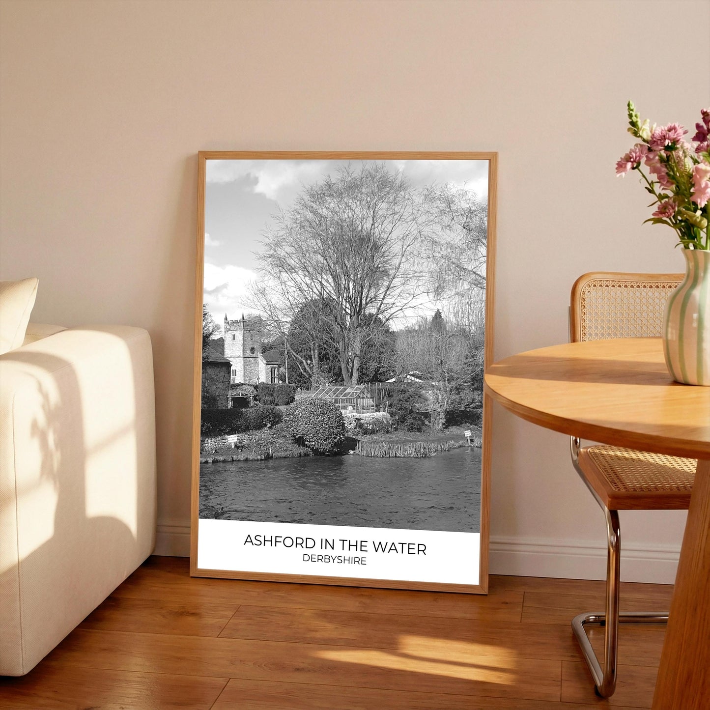 Ashford in the Water Print: Derbyshire Peak District Black and White Photography
