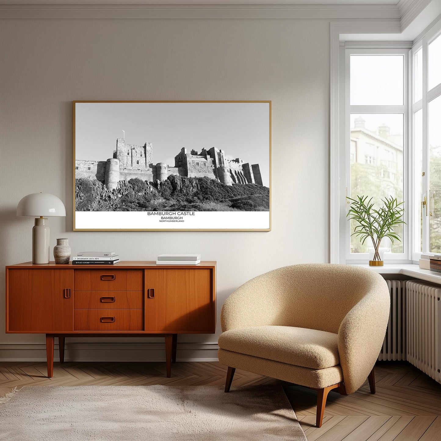 Bamburgh Castle Print: Northumberland Black and White Photography