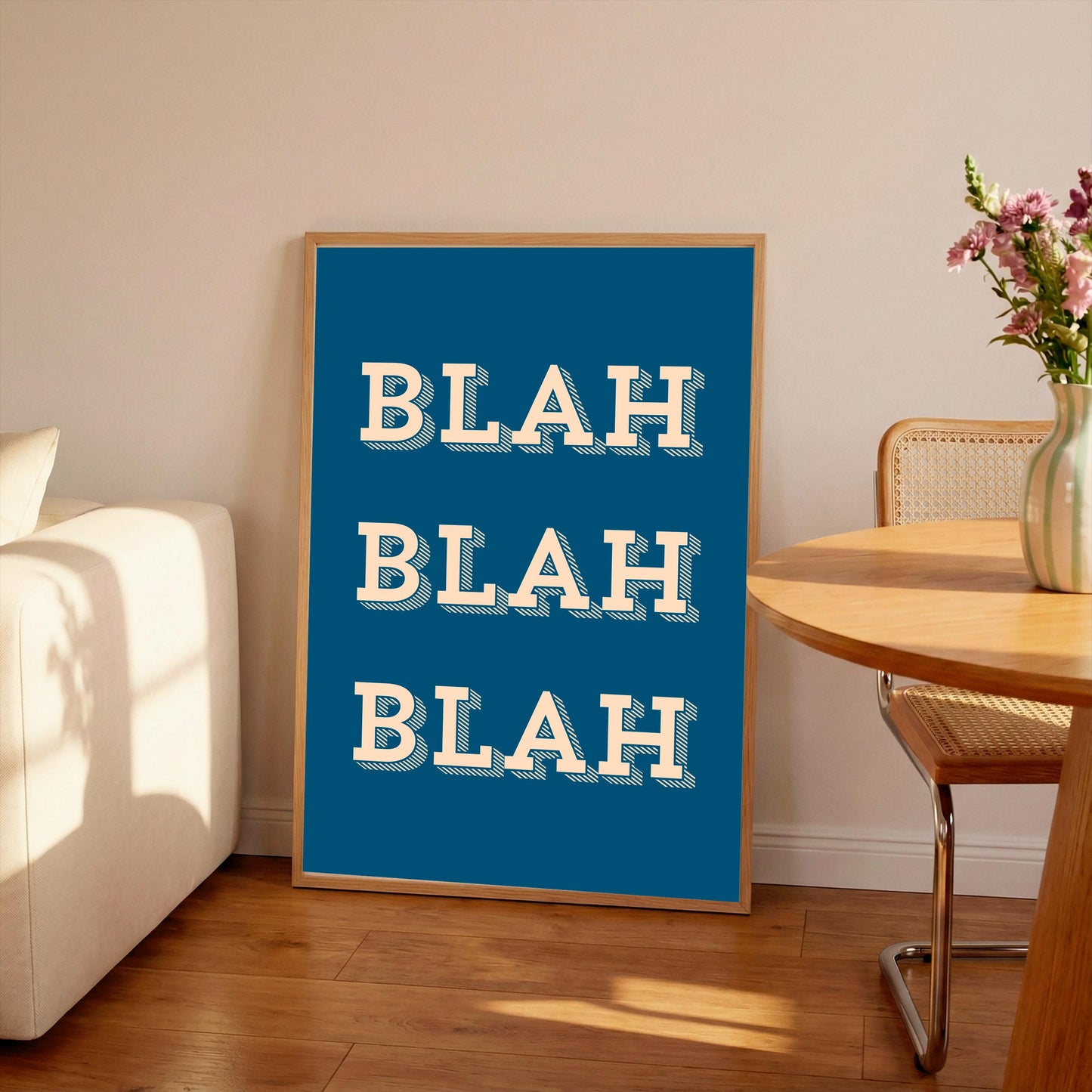 Blah Typography Print, Turquoise Pink Quote Wall Art