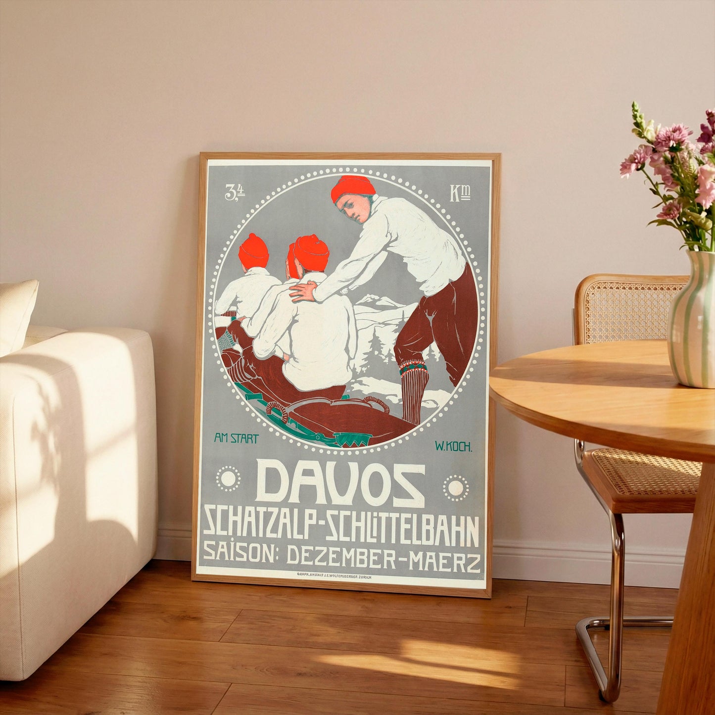 Davos Switzerland Vintage Winter Sports Poster (A1/A2/A3/A4)