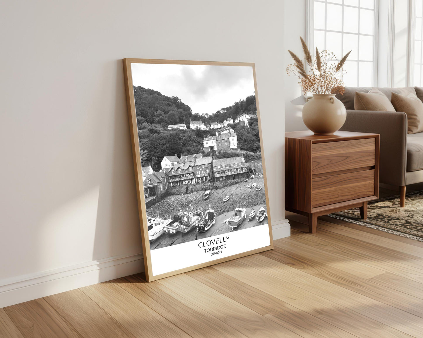 Clovelly Devon Print: Black and White Village Photography