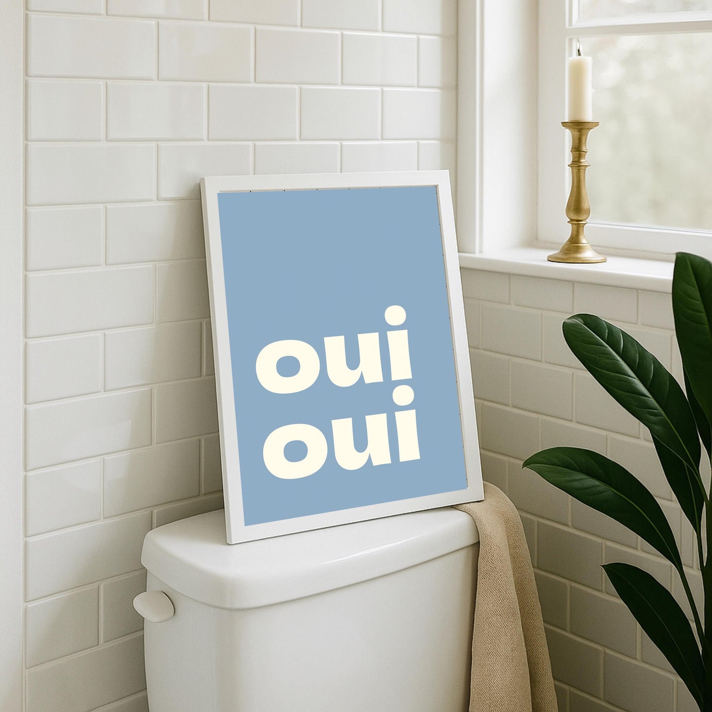 Oui Oui Print: Retro Bathroom Wall Art