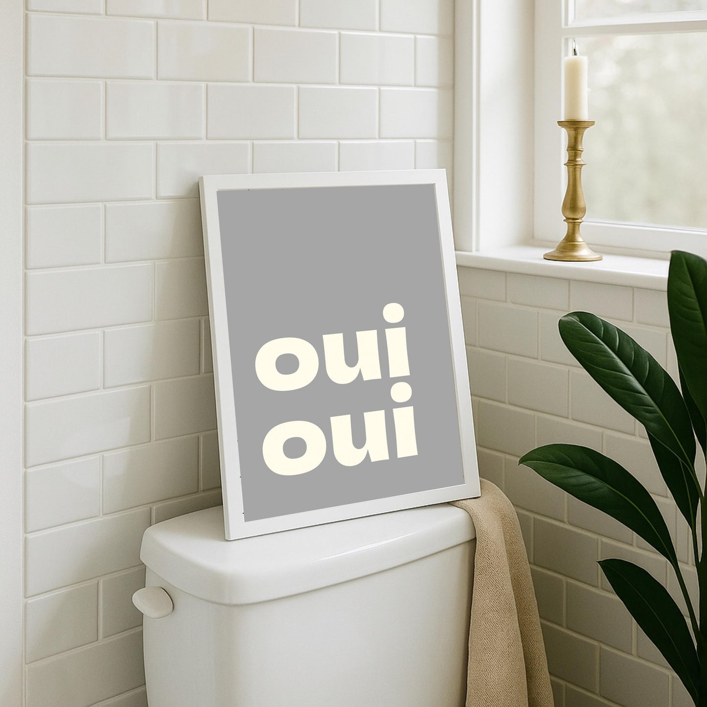 Oui Oui Print: Retro Bathroom Wall Art