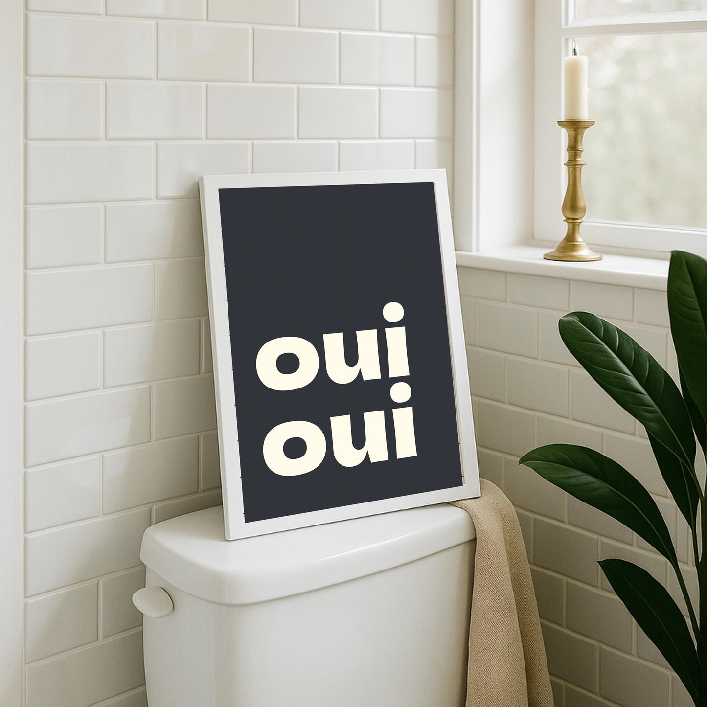 Oui Oui Print: Retro Bathroom Wall Art