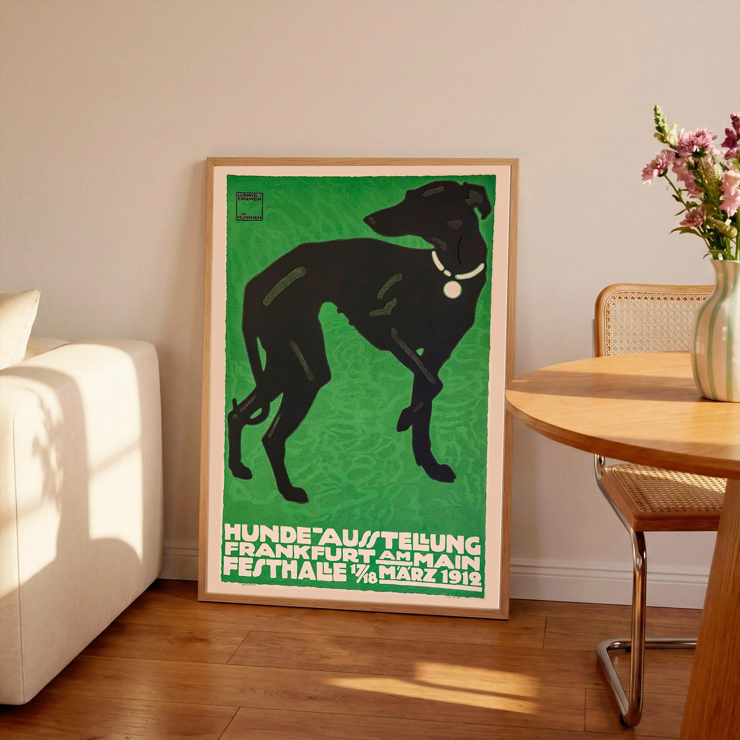 Vintage Greyhound Art Nouveau Poster by Ludwig Hohlwein