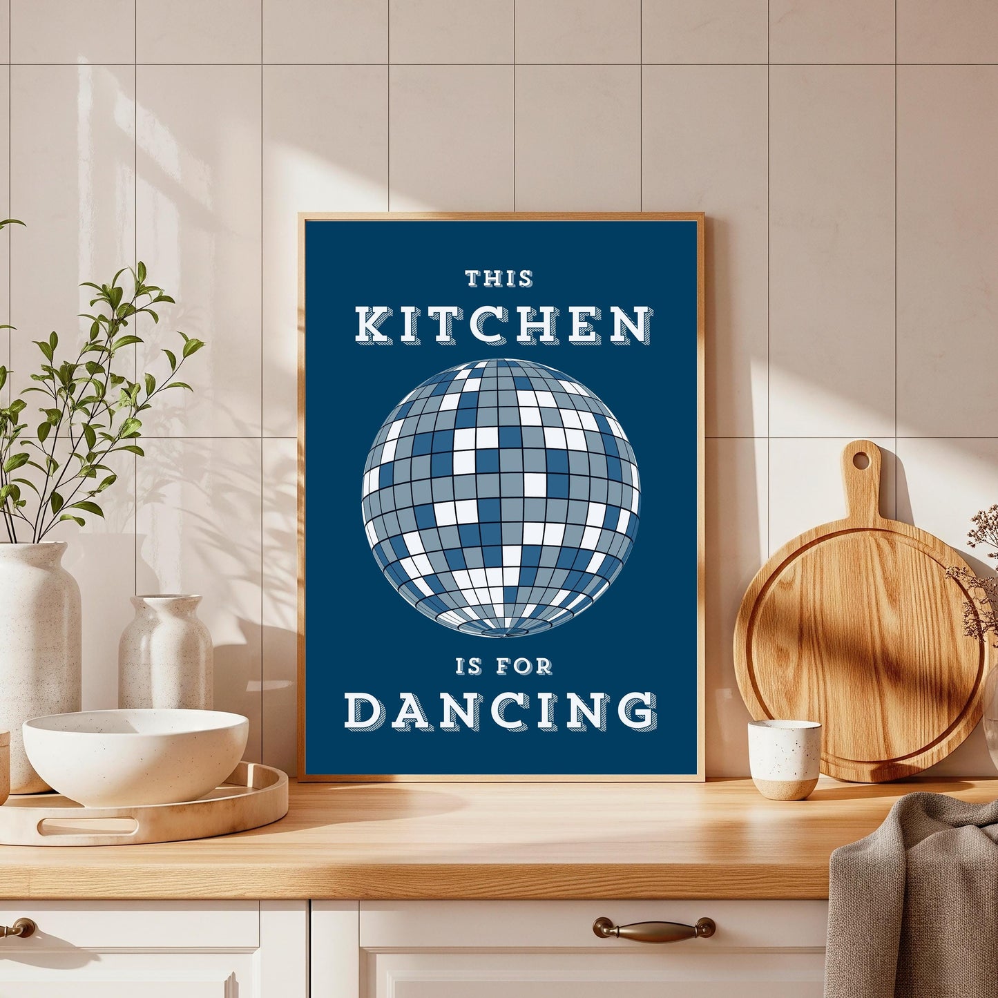 Kitchen Dancing Wall Art: Retro Glitter Ball Poster