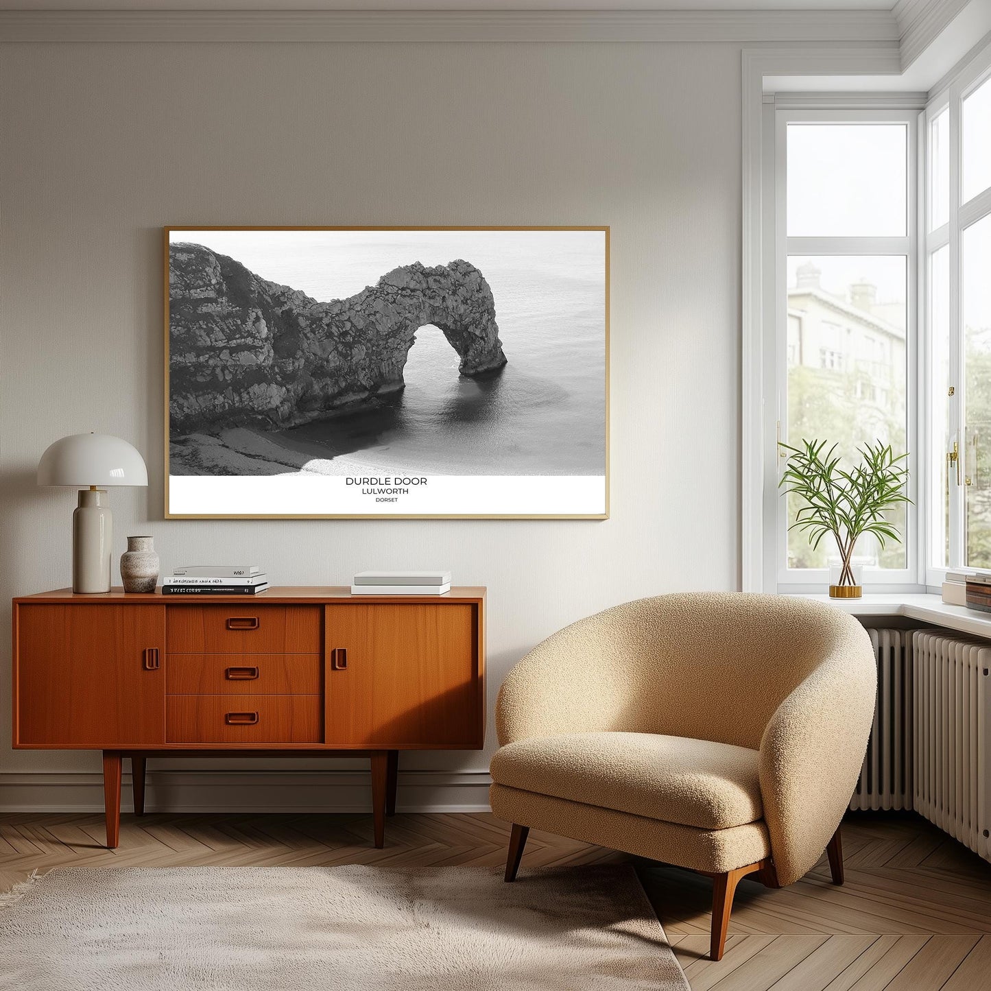 Durdle Door Print: Black and White Landscape Photography, Dorset Wall Art