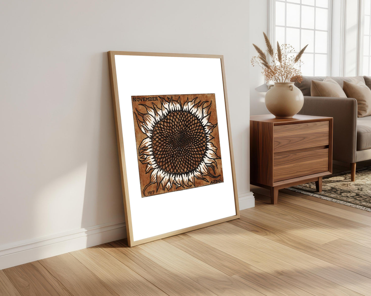 Julie de Graag Sunflower Print: Vintage Art Nouveau Botanical Poster