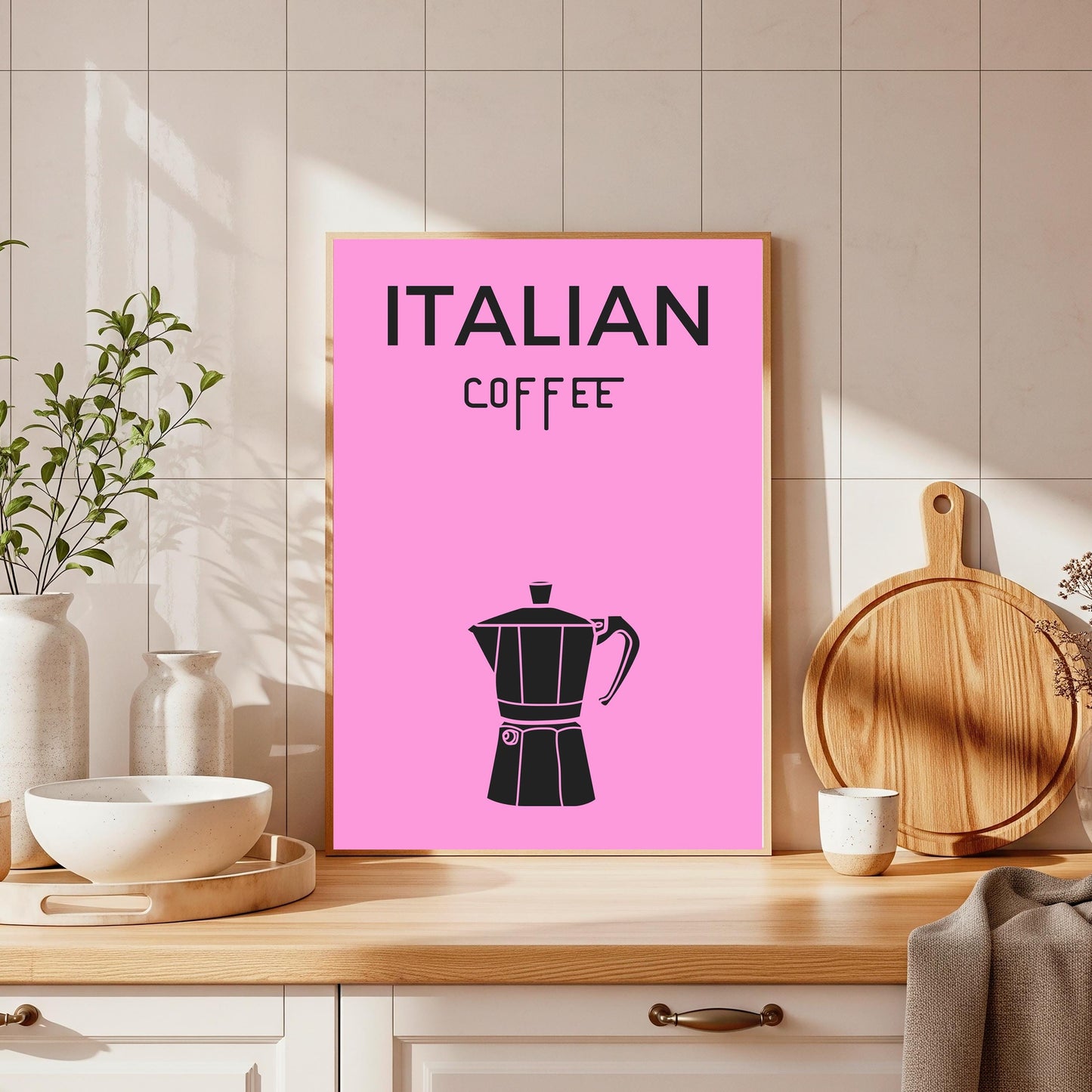 Italian Coffee Print: Modern Espresso Maker Wall Art