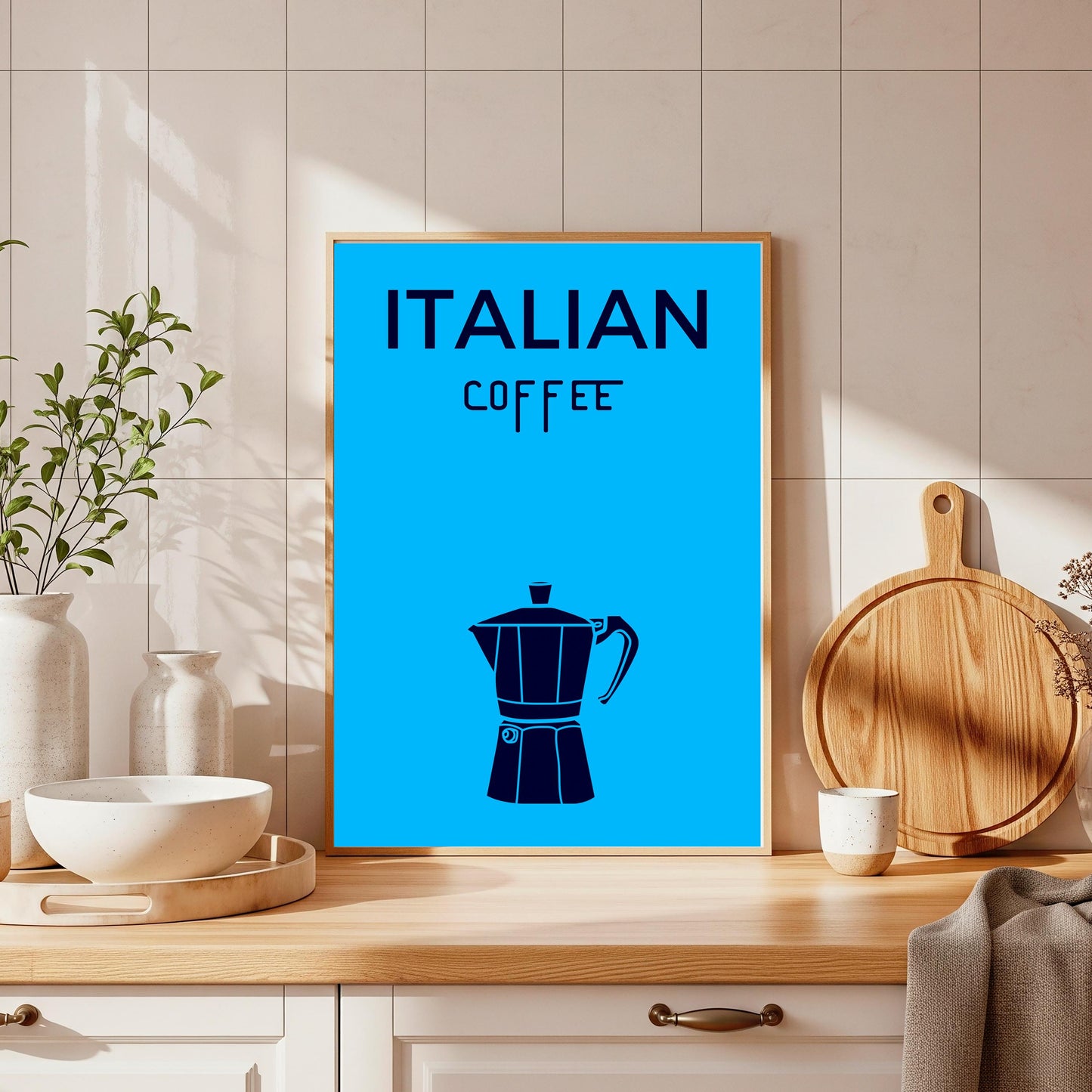 Italian Coffee Print: Modern Espresso Maker Wall Art