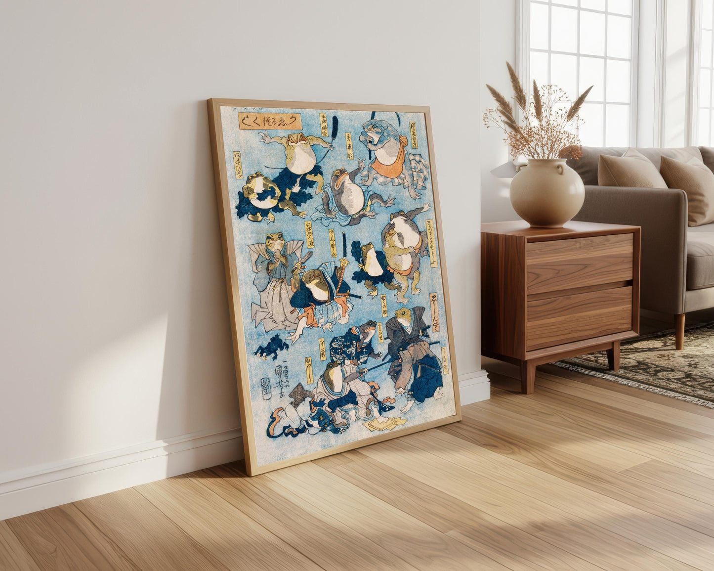 Japanese Frog Print: Vintage Oriental Art Poster