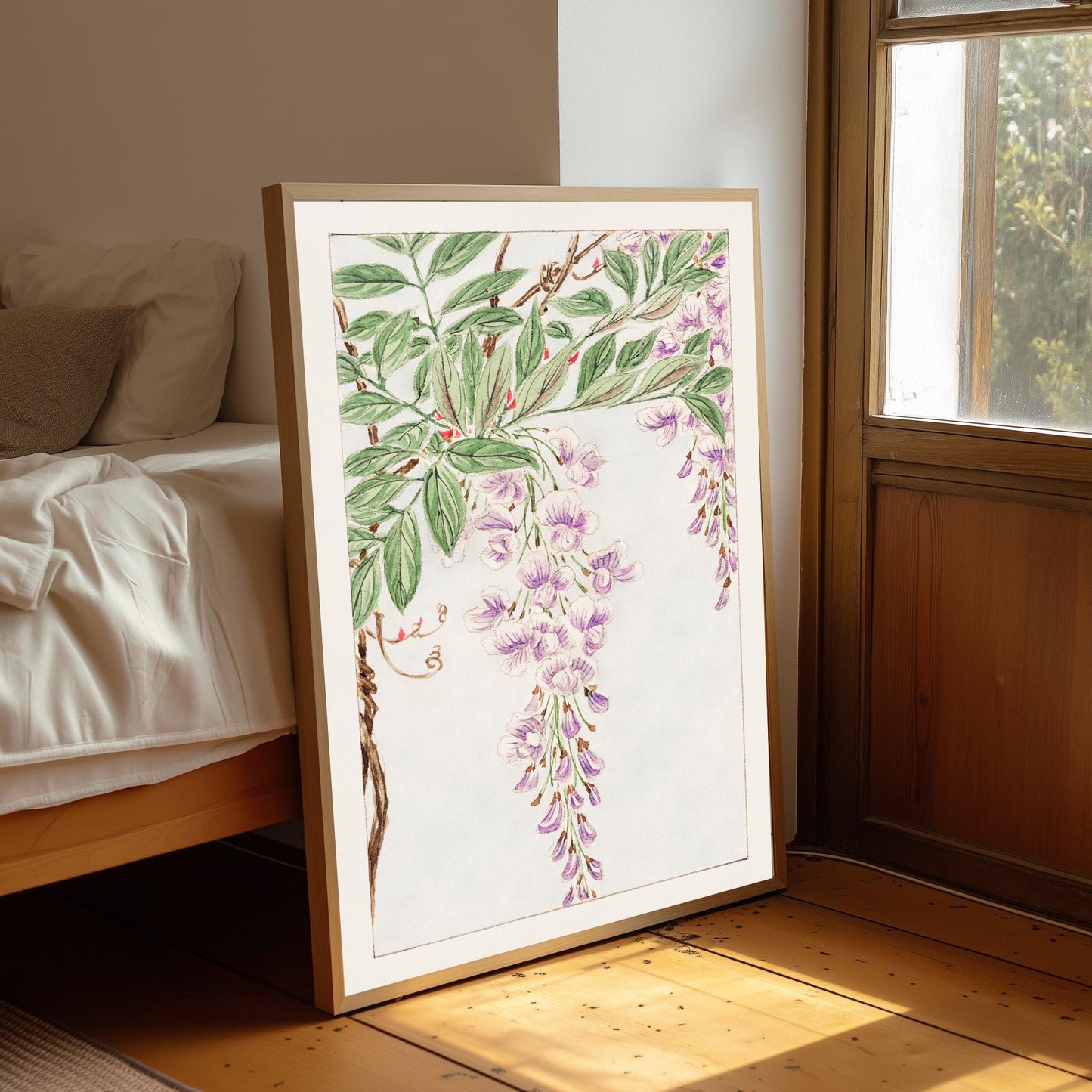Wisteria Japanese Woodblock Print, Oriental Art Poster