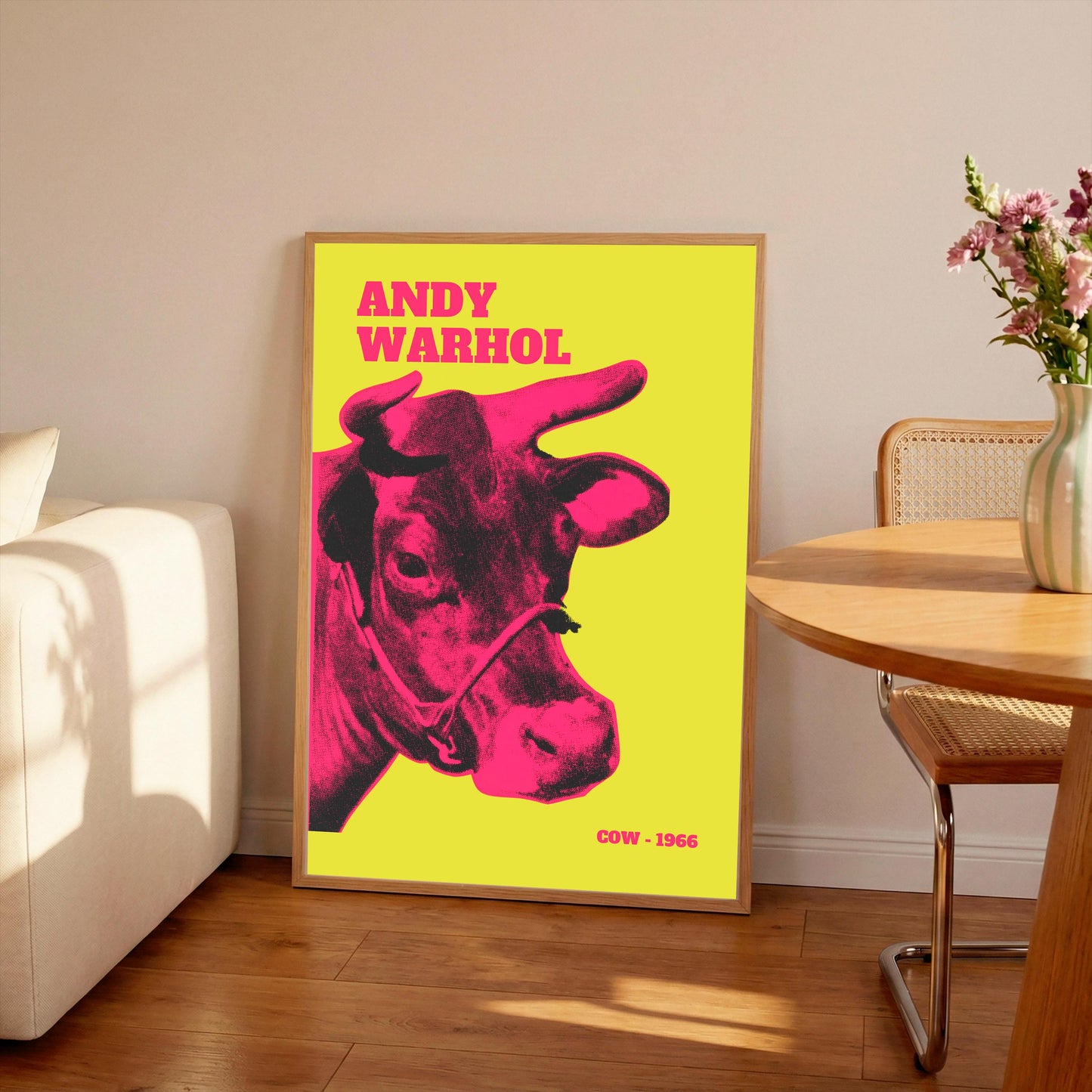 Andy Warhol Cow Print: Pink and Yellow Pop Art
