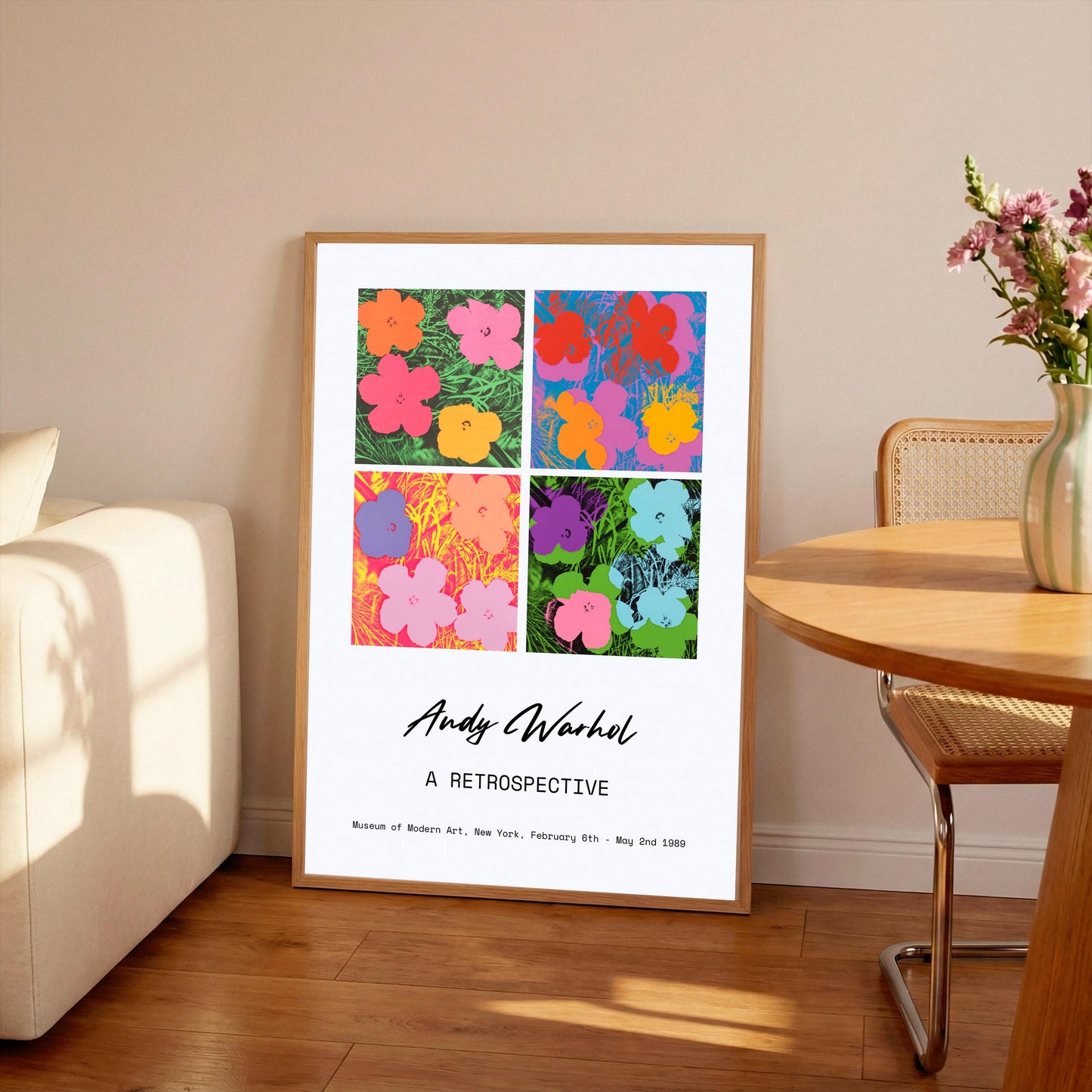 Andy Warhol Flowers Print: Pop Art Exhibition Poster