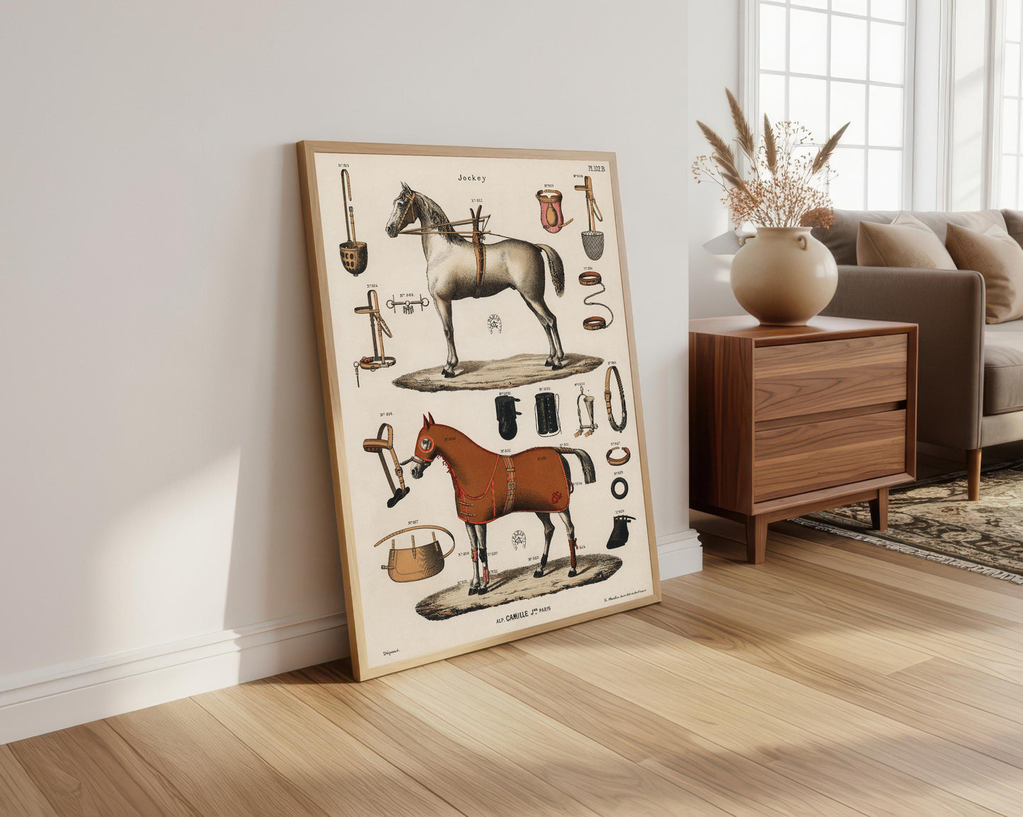 Antique Horse Riding Equipment Art Print: Equestrian Chromolithograph