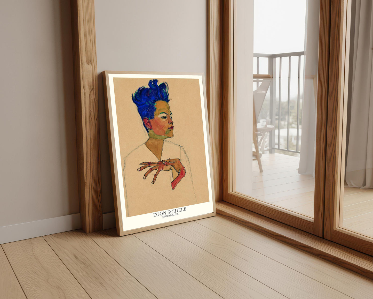 Egon Schiele Self Portrait Print: Expressionism Art, Blue Hair