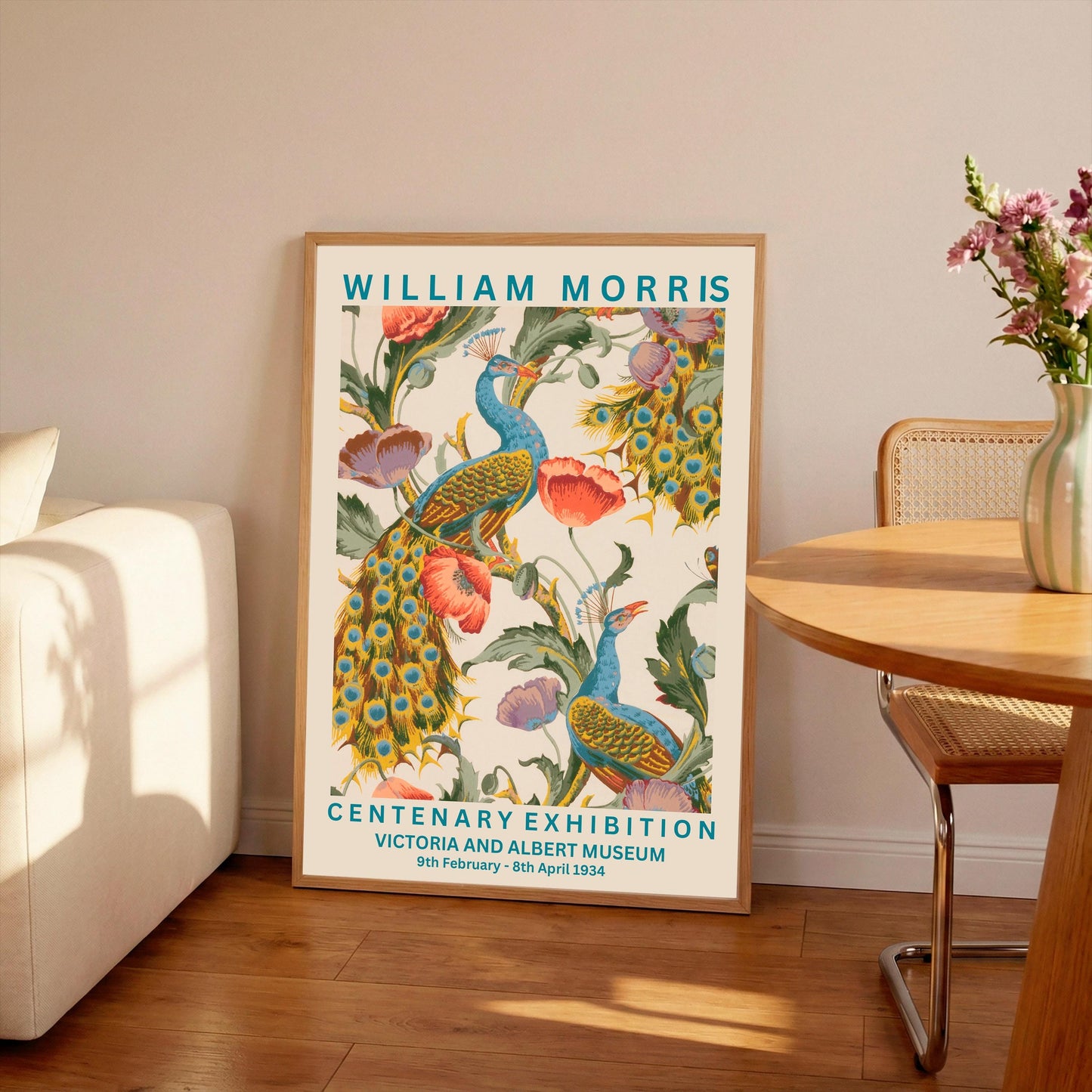 William Morris Peacock Print: Vintage Exhibition Poster, A4/A3