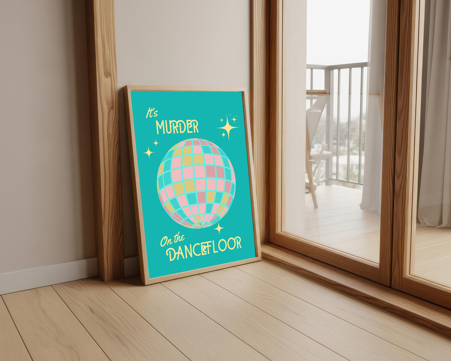 Murder on the Dancefloor Print, Glitter Ball Typography Wall Art (A4, A3)