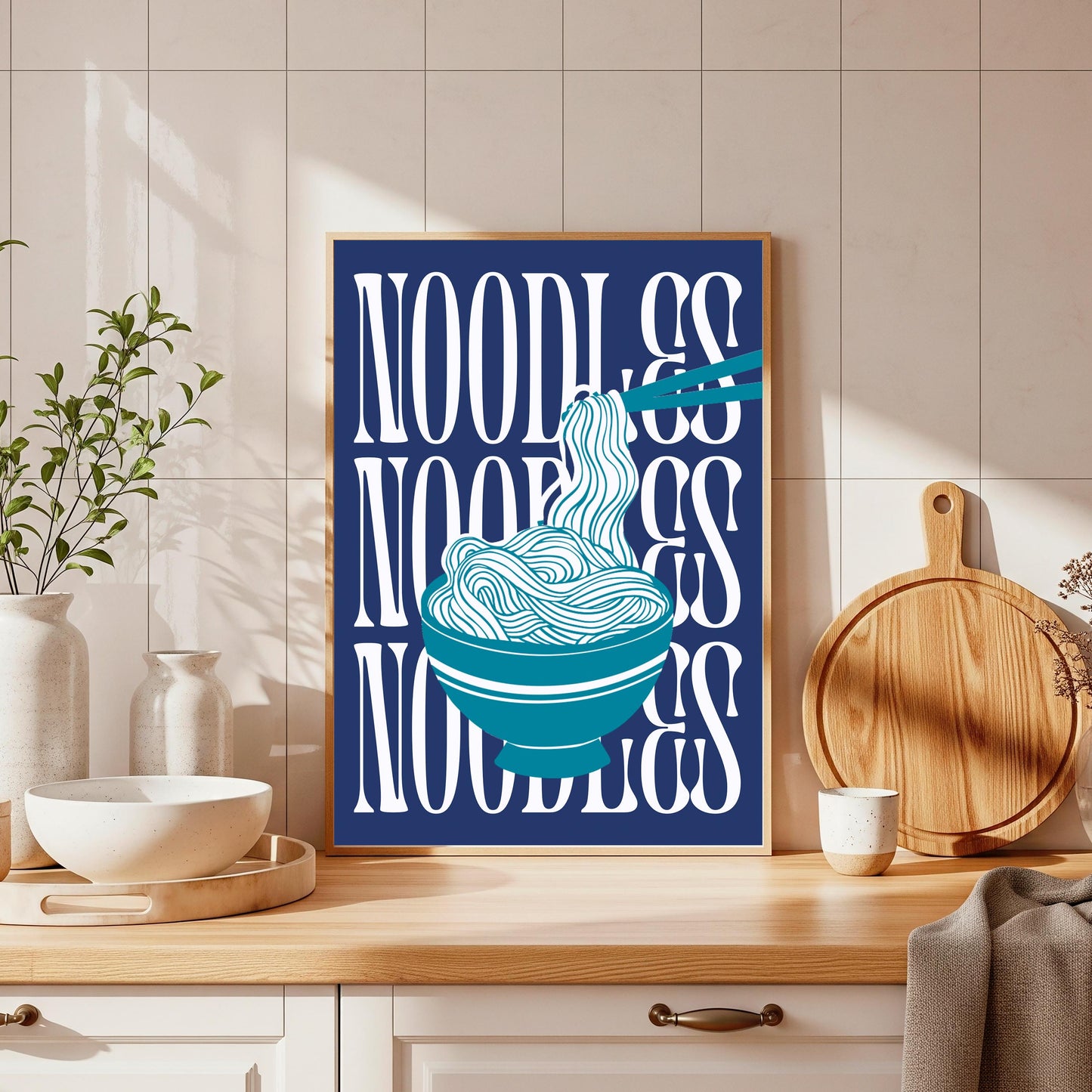 Noodles Kitchen Poster: Retro Foodie Wall Art Print