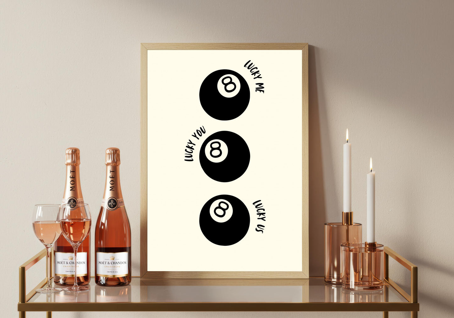 Lucky No 8 Snooker Ball Print: Retro Minimalist Wall Art