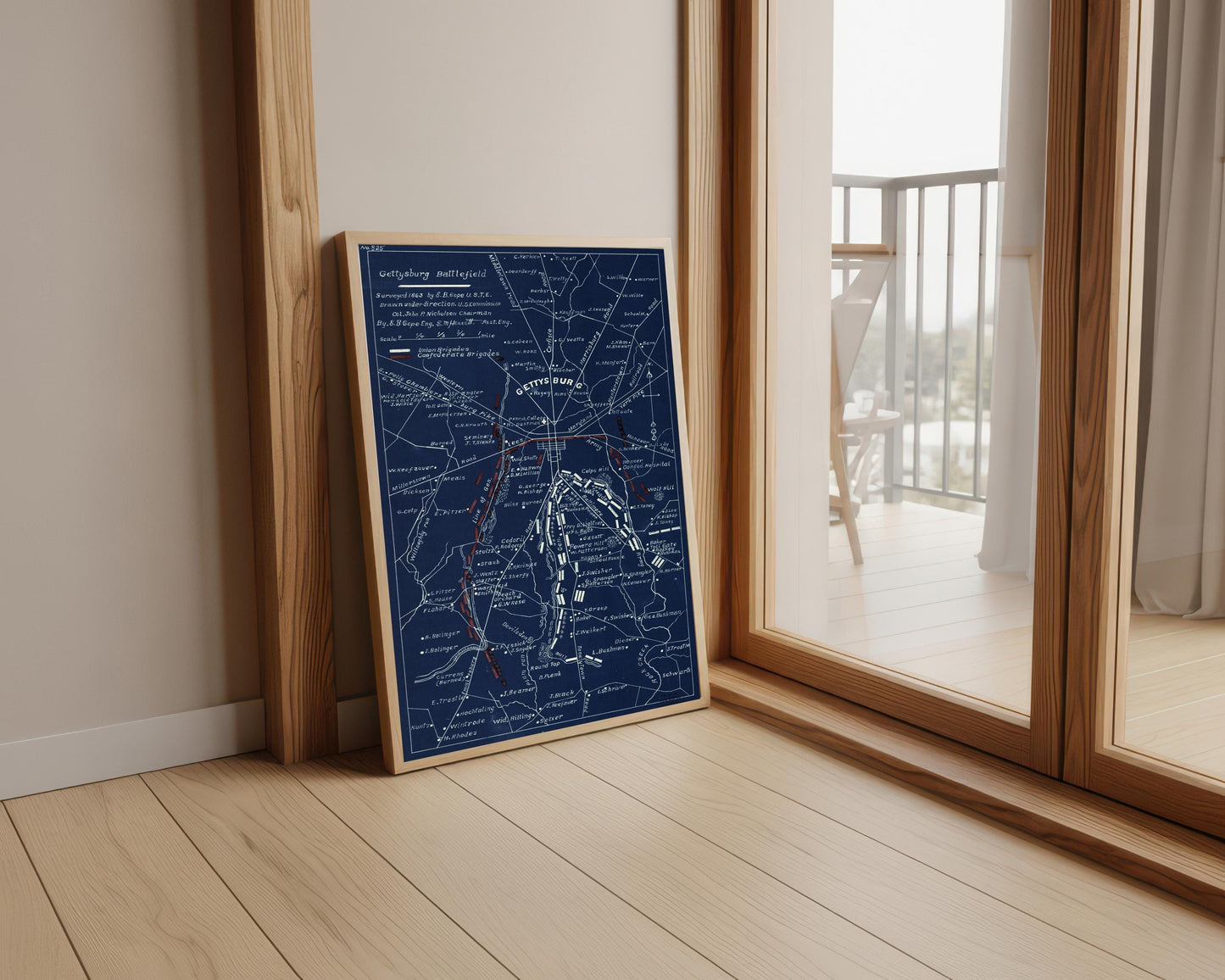 Gettysburg Battlefield Map Print: American Civil War Vintage Poster