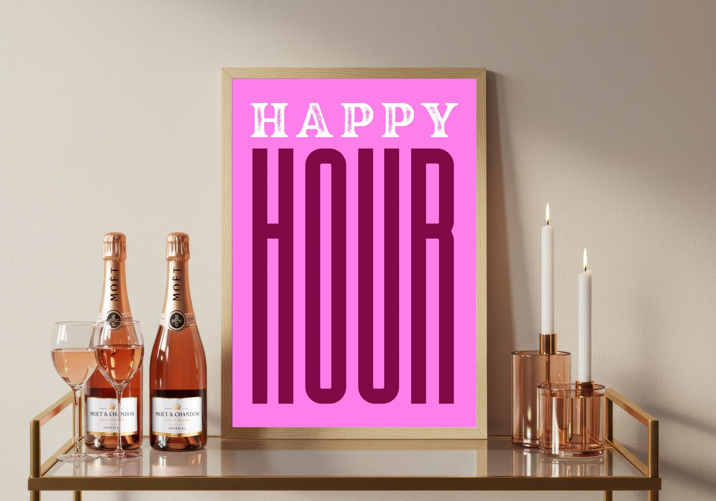 Happy Hour Kitchen Poster: Retro Bar Art Print