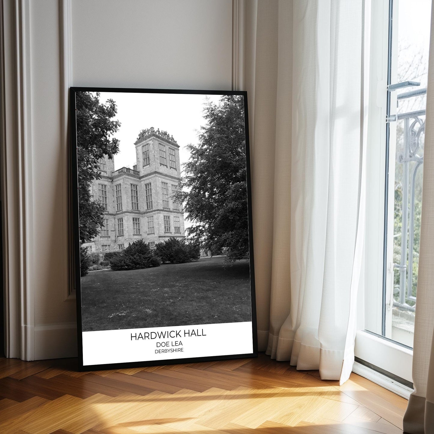 Hardwick Hall Photography Print: Derbyshire Black and White Wall Art
