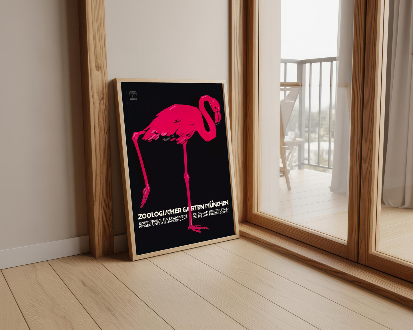 Vintage Ludwig Hohlwein Zoo Poster: Pink Flamingo Giclee Art Print