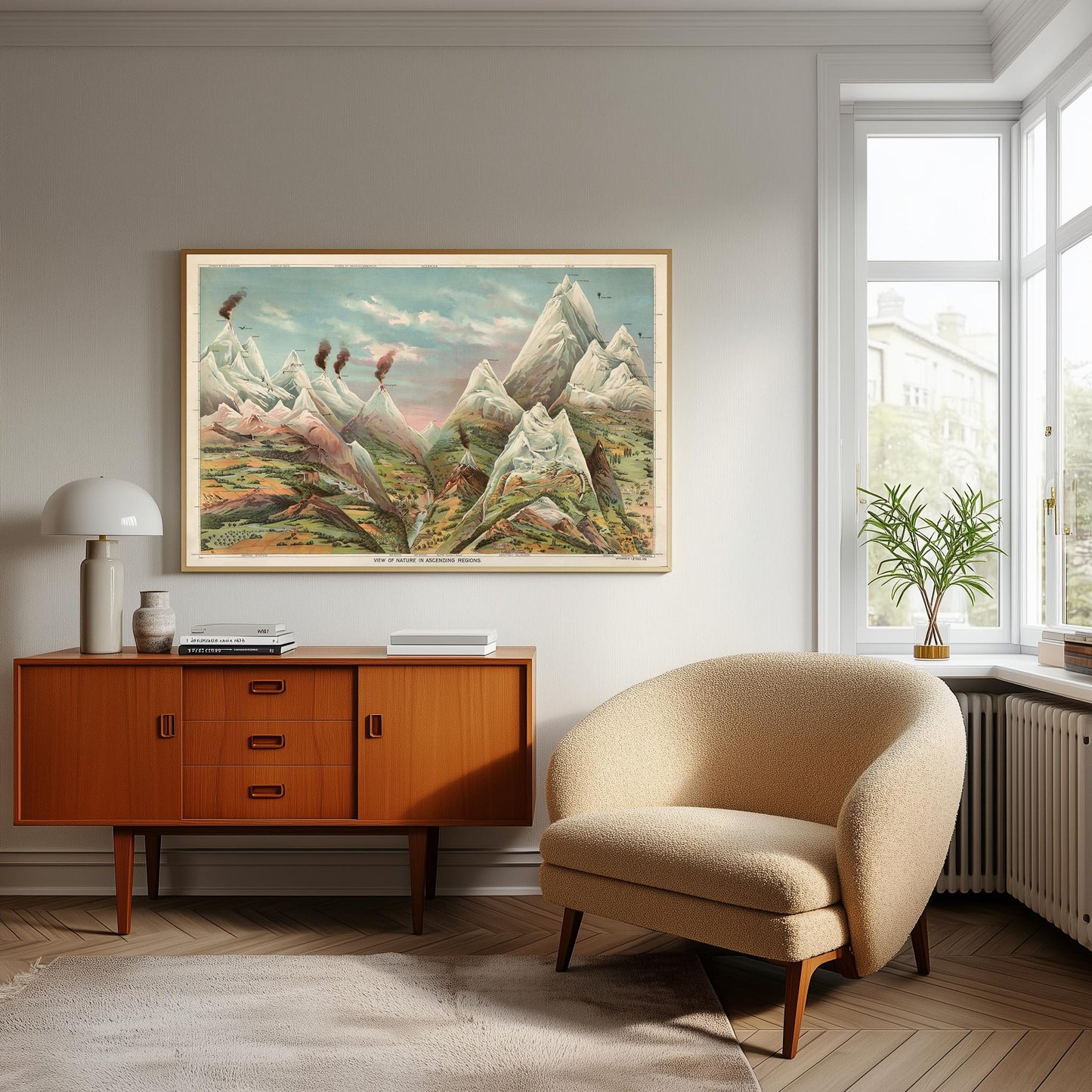 Vintage Geology Print: Levi Walter Yaggy, Ascending Regions Nature Wall Art