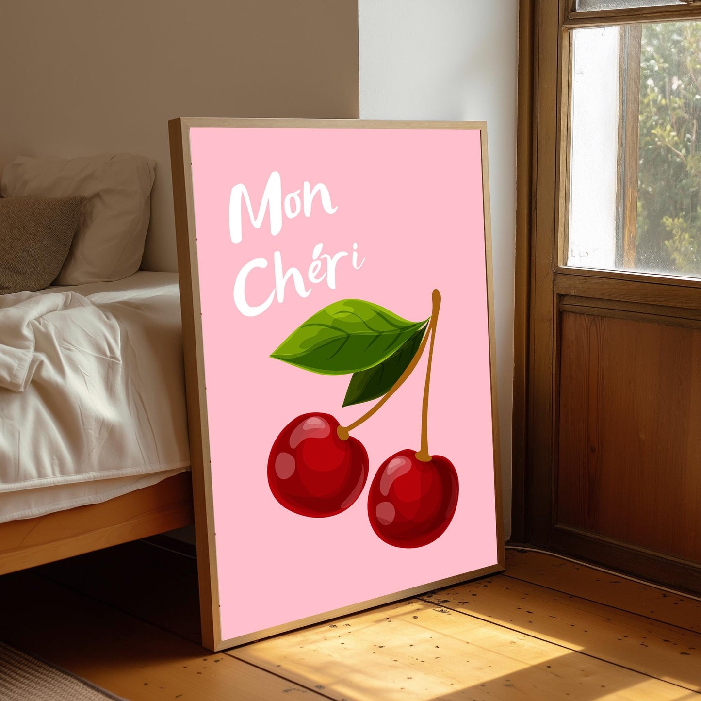 Mon Chéri Cherry Print: Colourful Vintage Wall Art