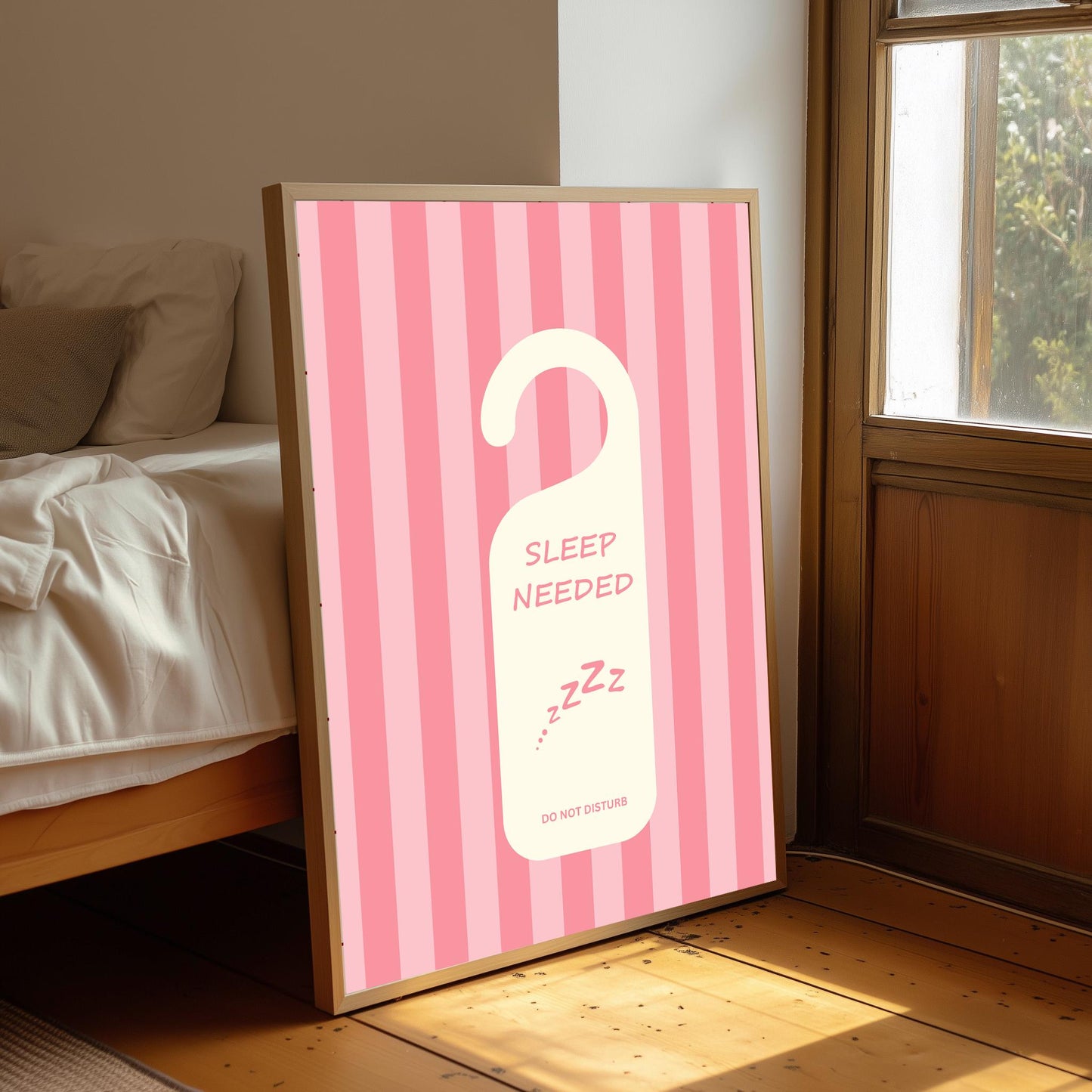 Pink Bedroom Wall Art: Sleep Needed Print (A4/A3/A2/A1)