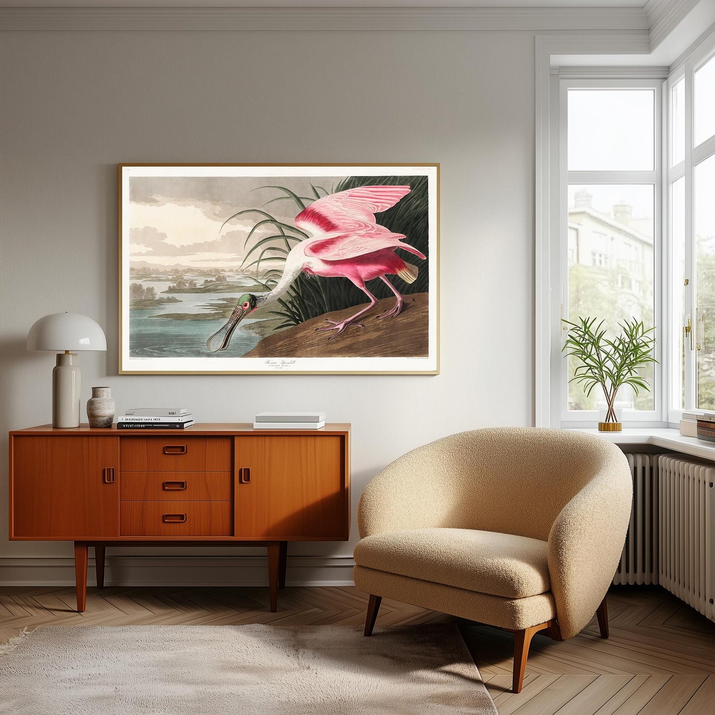 Roseate Spoonbill Print: John James Audubon, Vintage Bird Art