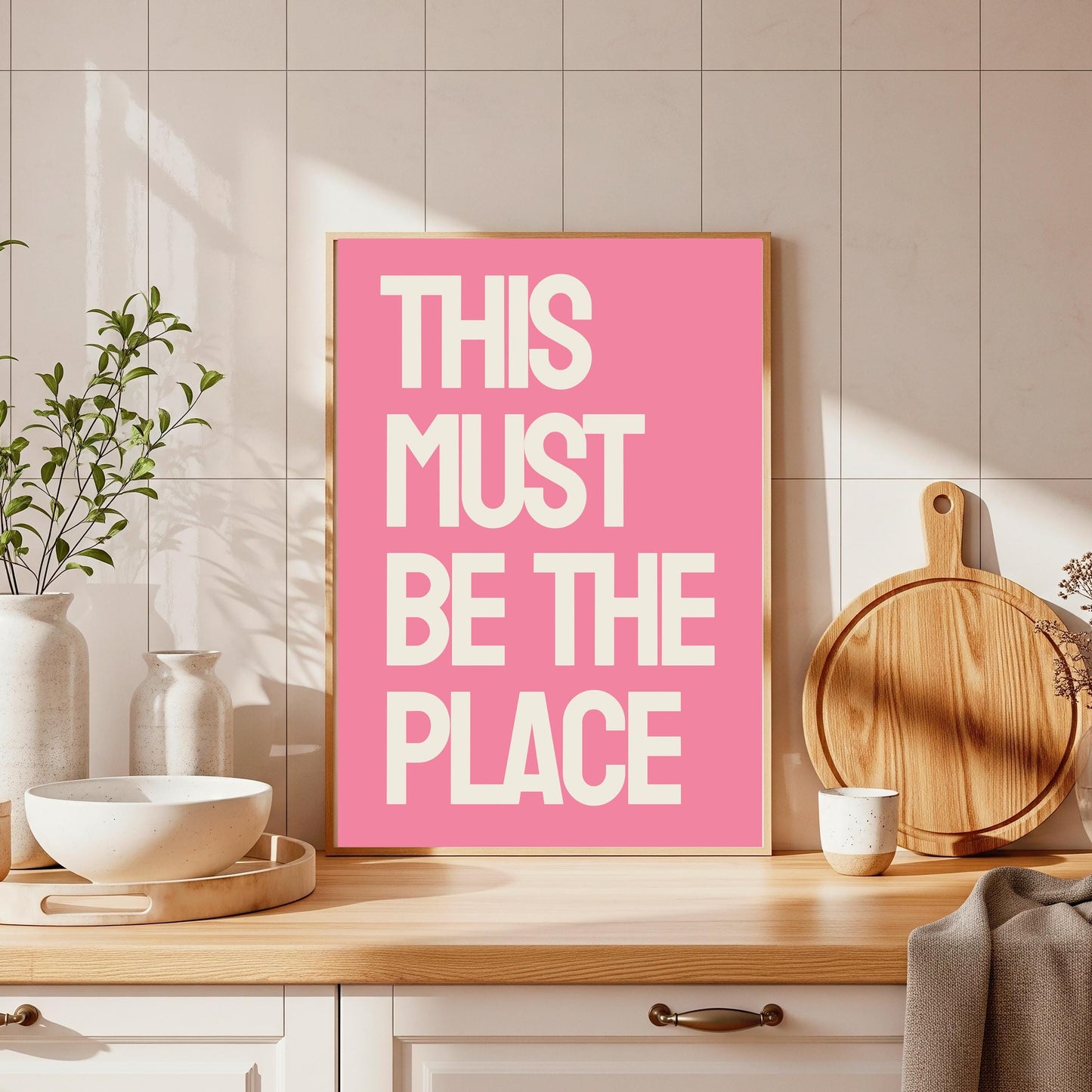 This Must Be The Place Print, Pink Typography, Hallway Wall Art