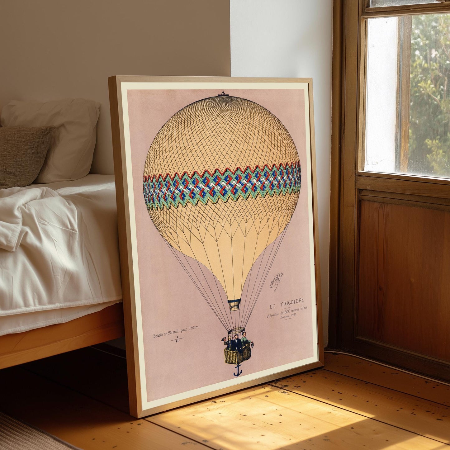 Vintage Hot Air Balloon Print: French Wall Art (A4/A3)