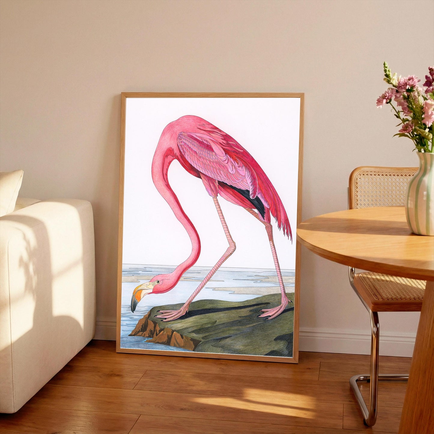 Audubon Pink Flamingo Print: Vintage Bird Illustration (A4/A3)