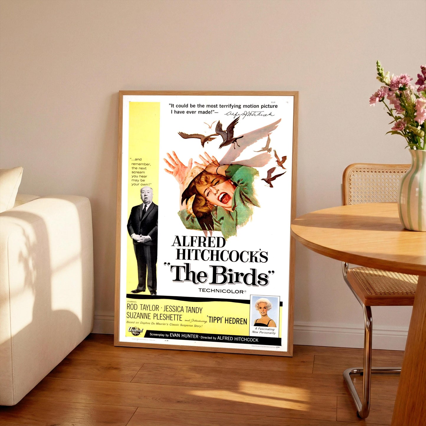 Alfred Hitchcock's 'The Birds' Movie Poster, Vintage Cinema Style