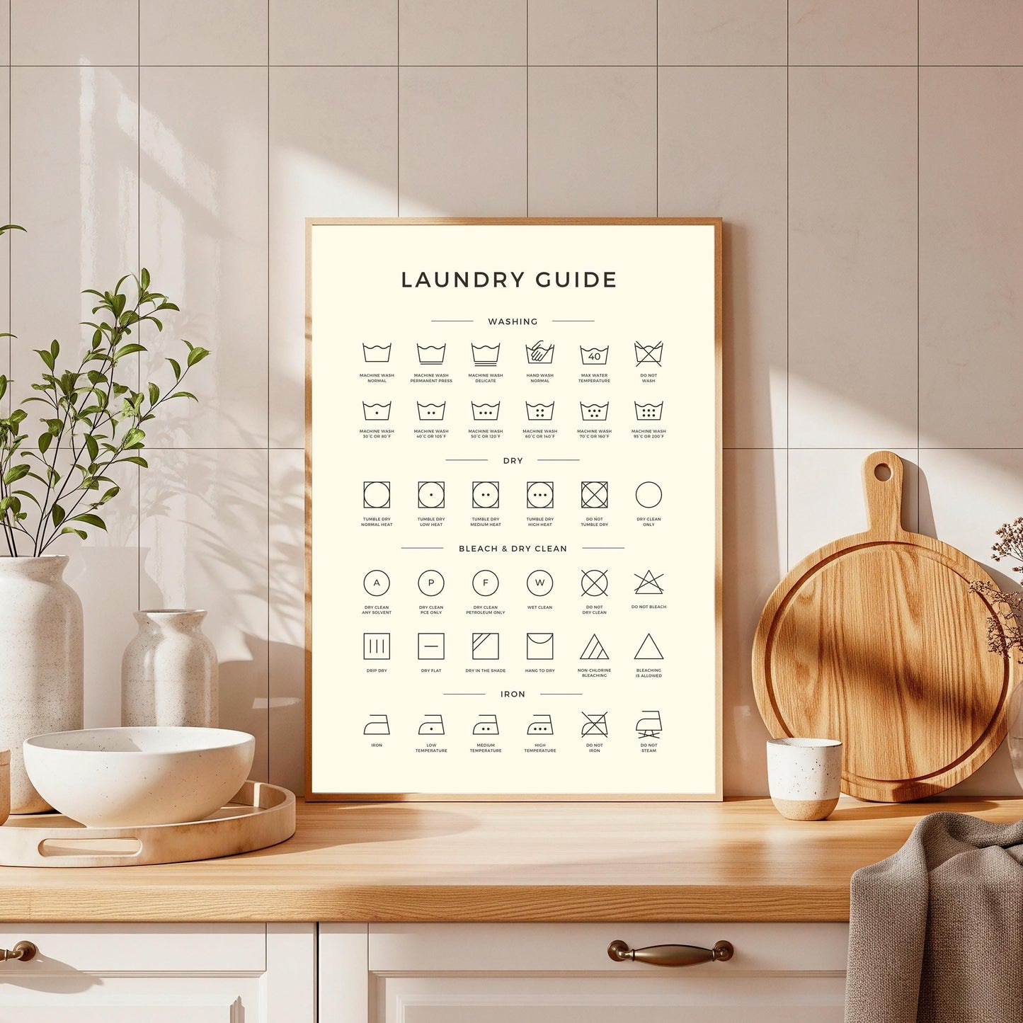 Laundry Symbol Art Print: Kitchen or Utility Room Decor