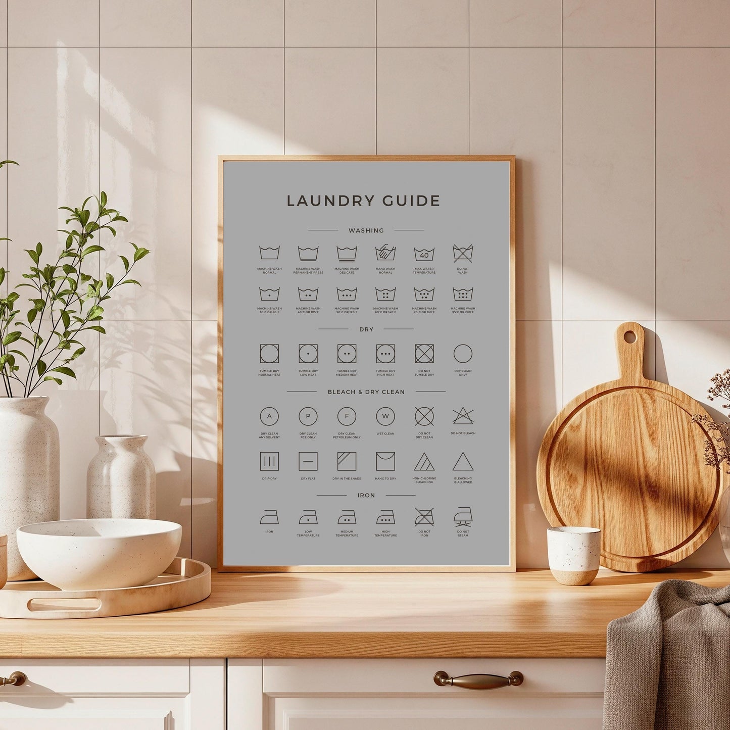 Laundry Symbol Art Print: Kitchen or Utility Room Decor