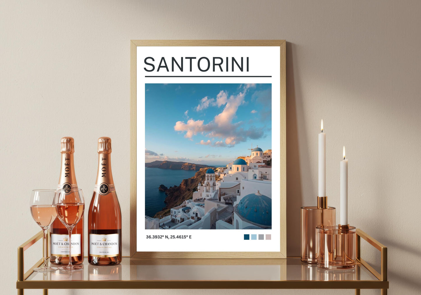 Santorini Art Print: Vintage Travel Poster, Greece