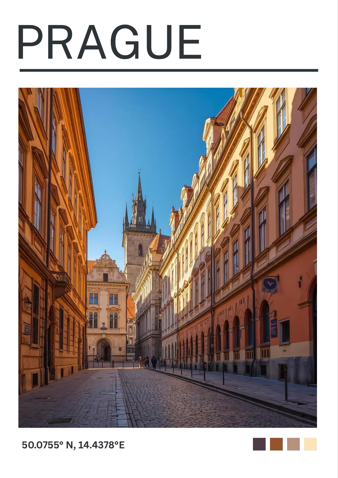 Prague Art Print: Prague Travel Poster, Czechoslovakia