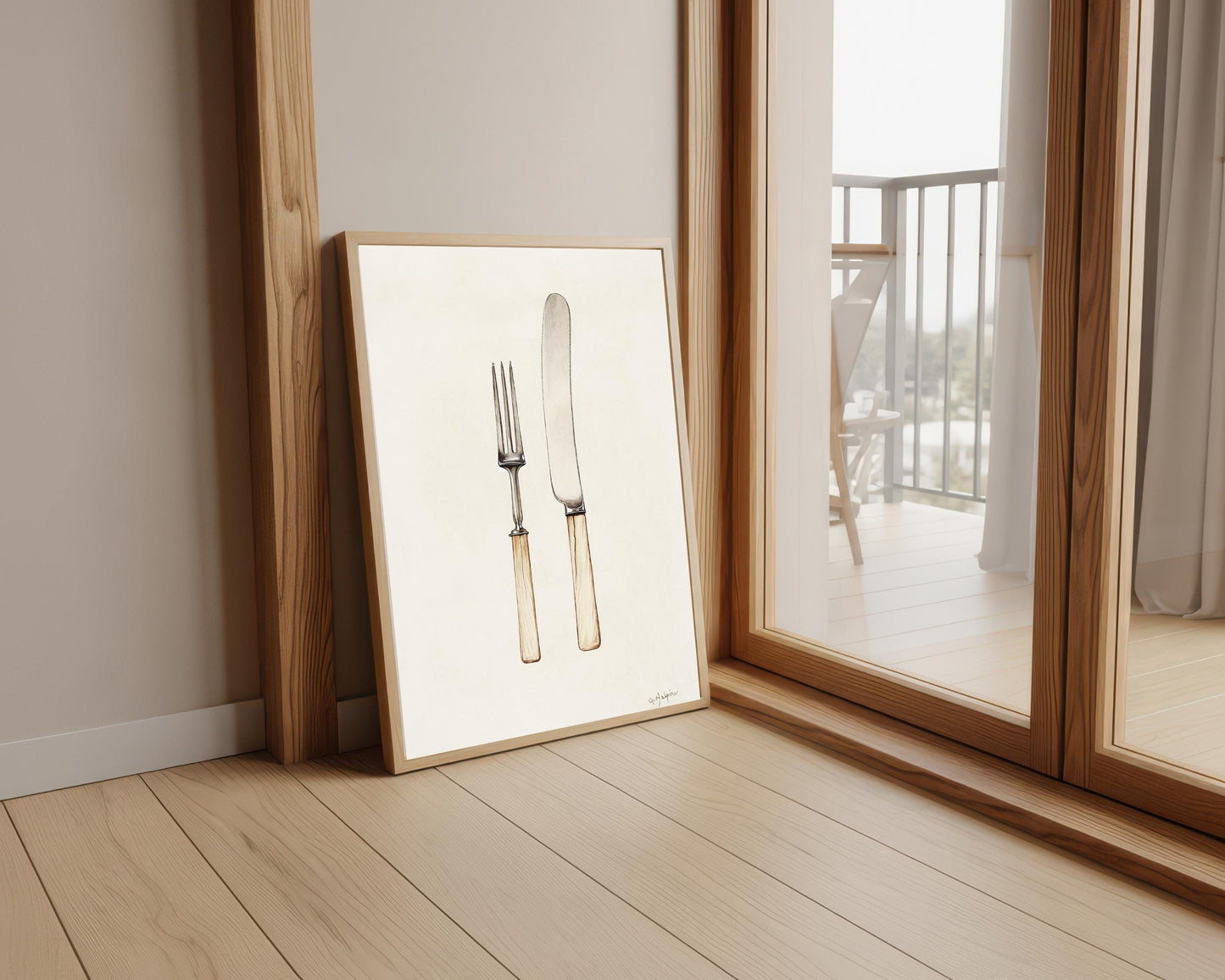 Vintage Knife and Fork Print: Rustic Kitchen Wall Art