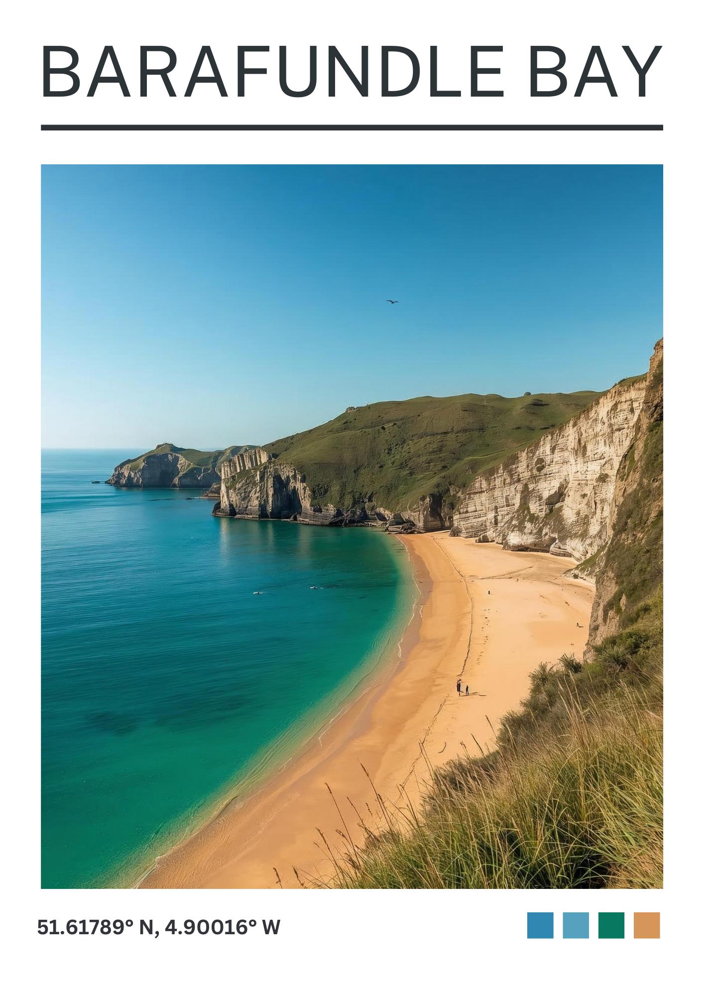Barafundle Bay Art Print: Pembrokeshire Travel Poster