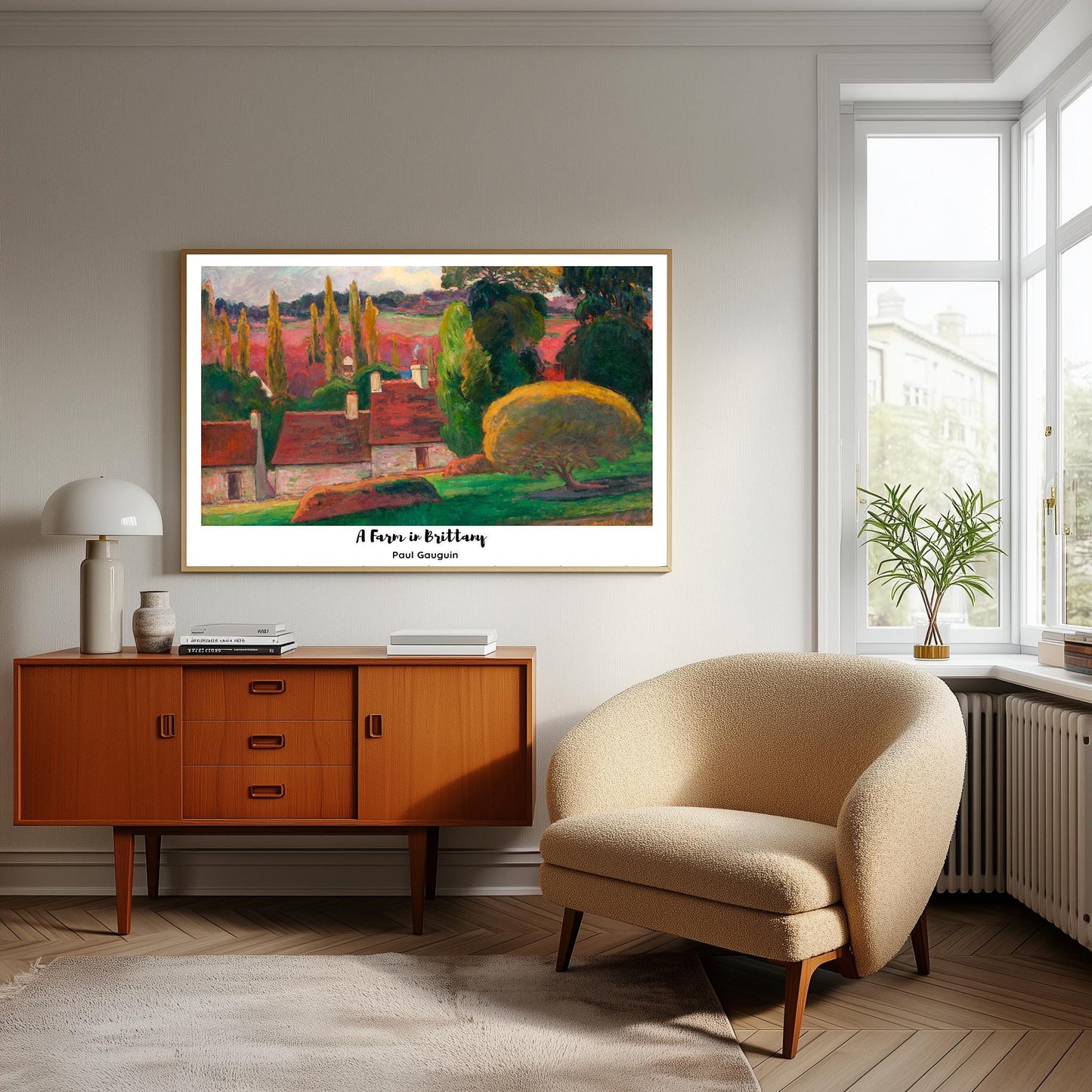 Paul Gauguin Print: Brittany Farm Landscape, Vintage French Art