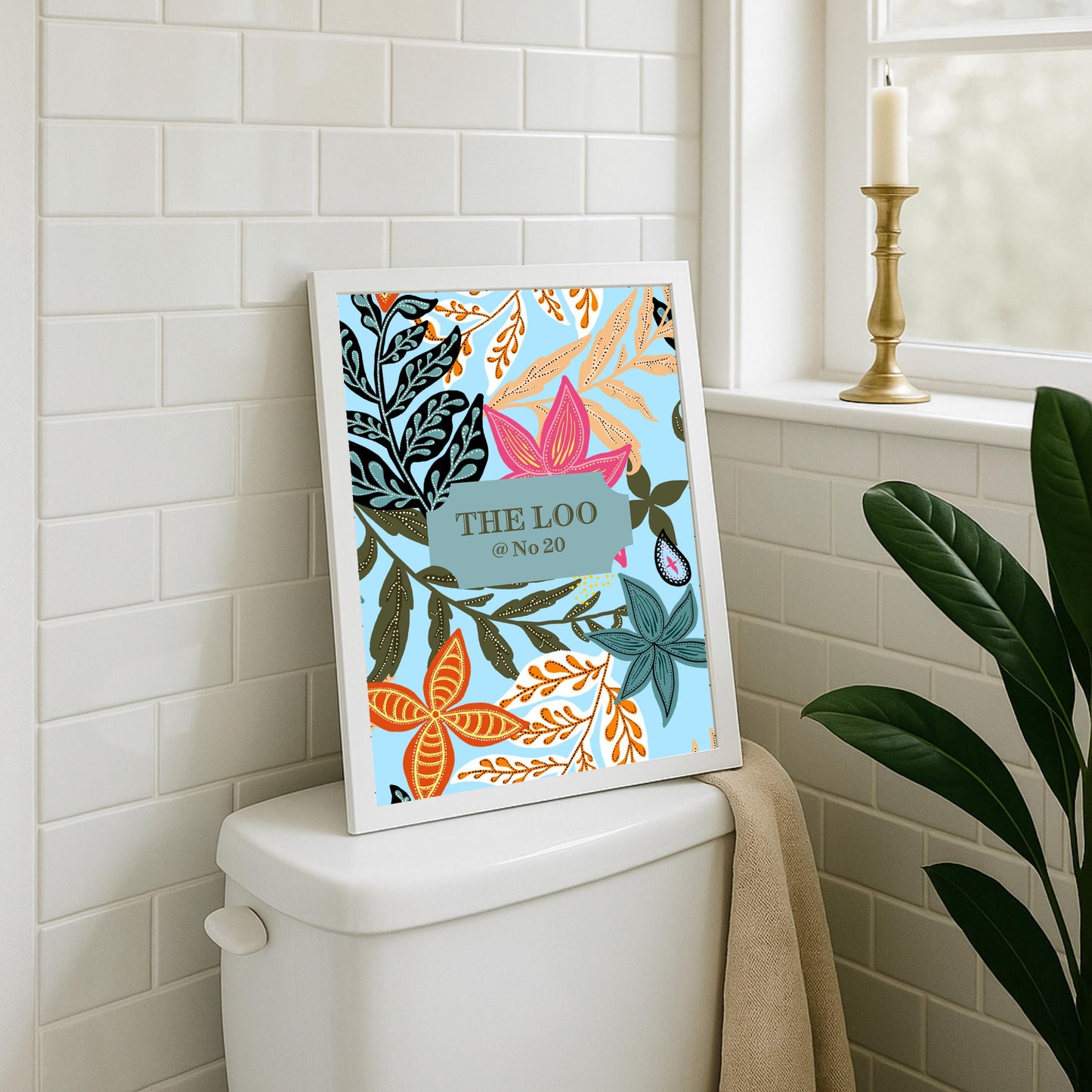 Personalized Bathroom Print: Floral Bird Art, Funny Toilet Decor