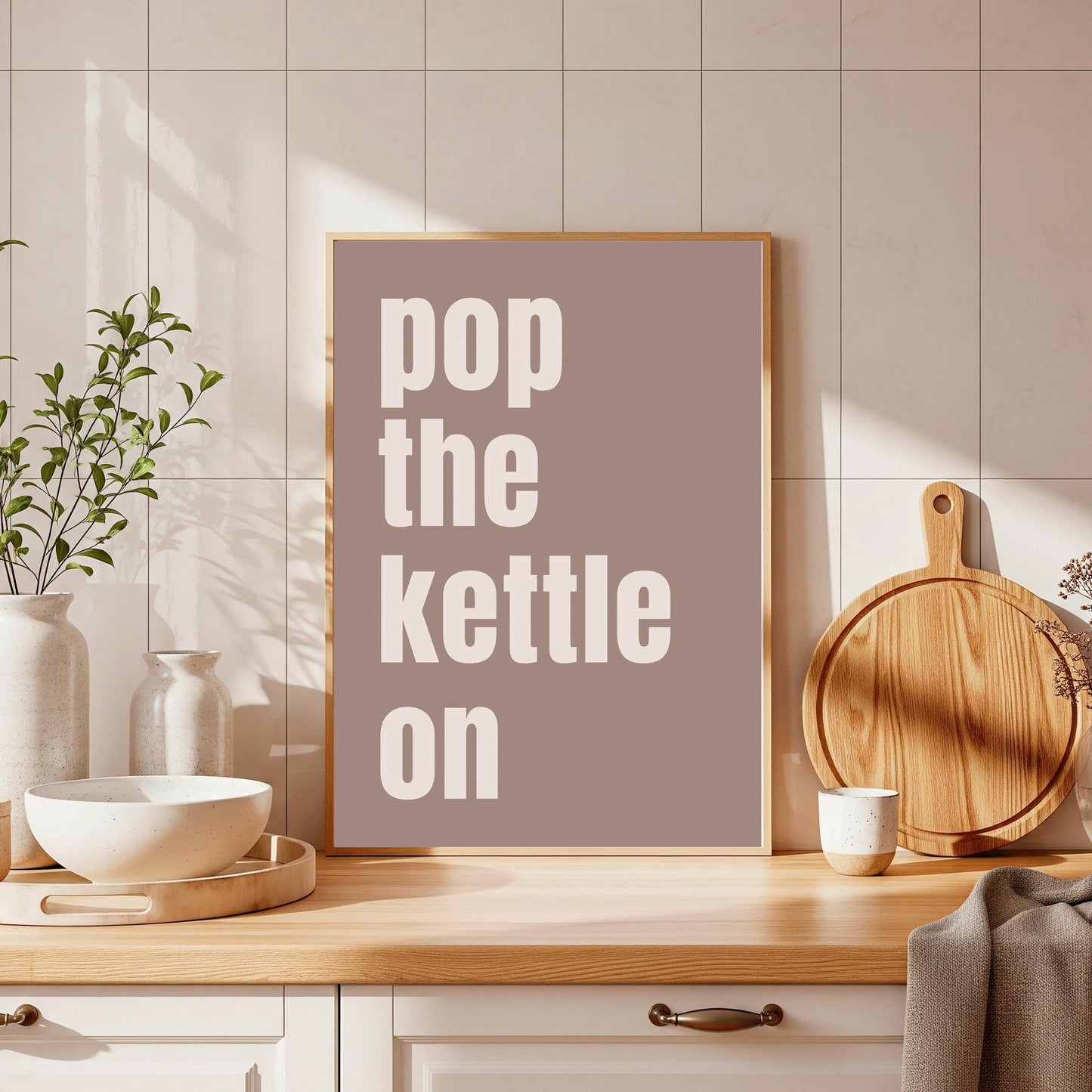 Pop The Kettle On Print, Kitchen Wall Art, Tea Lover Gift